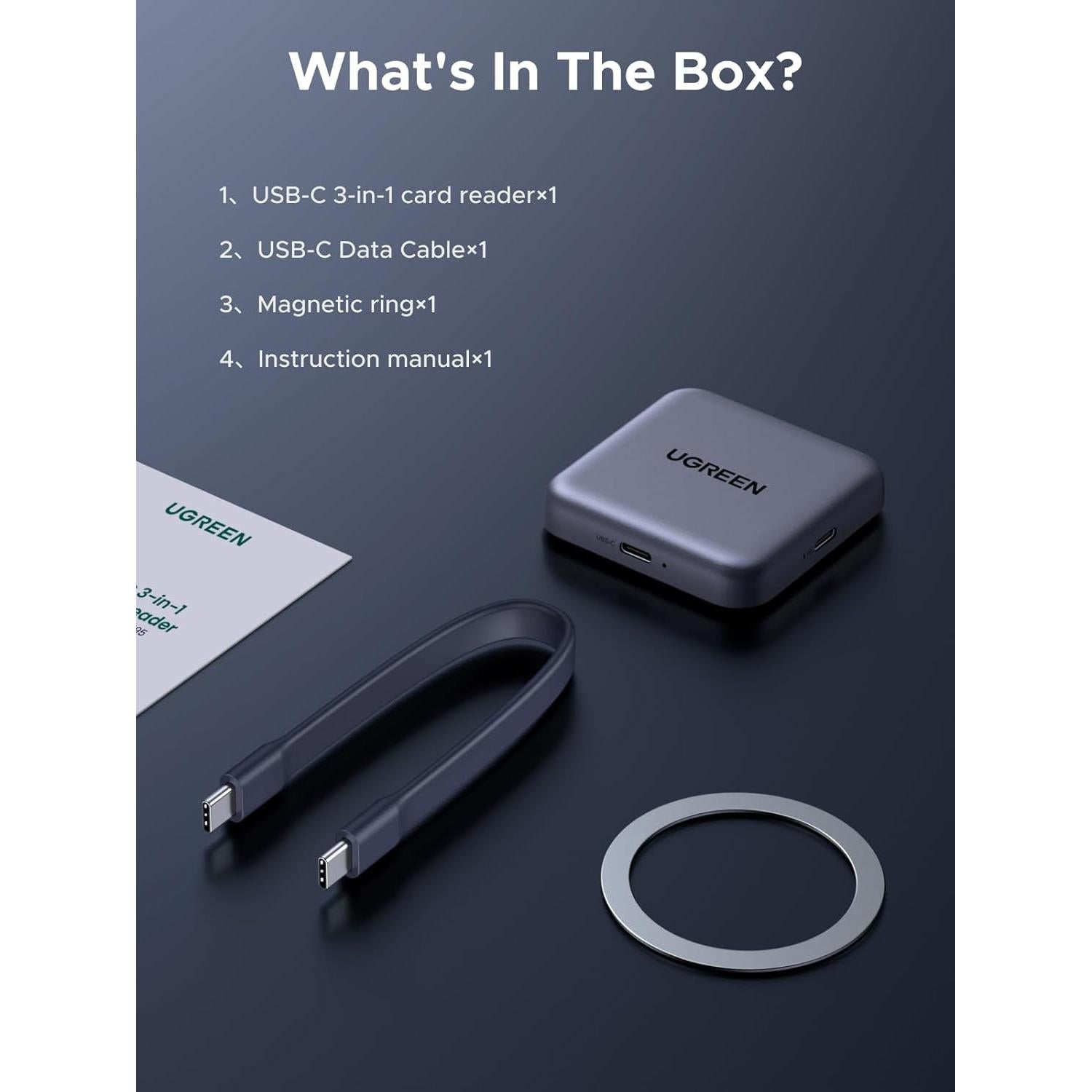 Lector de Tarjetas SD UGREEN 4.0 USB-C Magnético 312MB/s