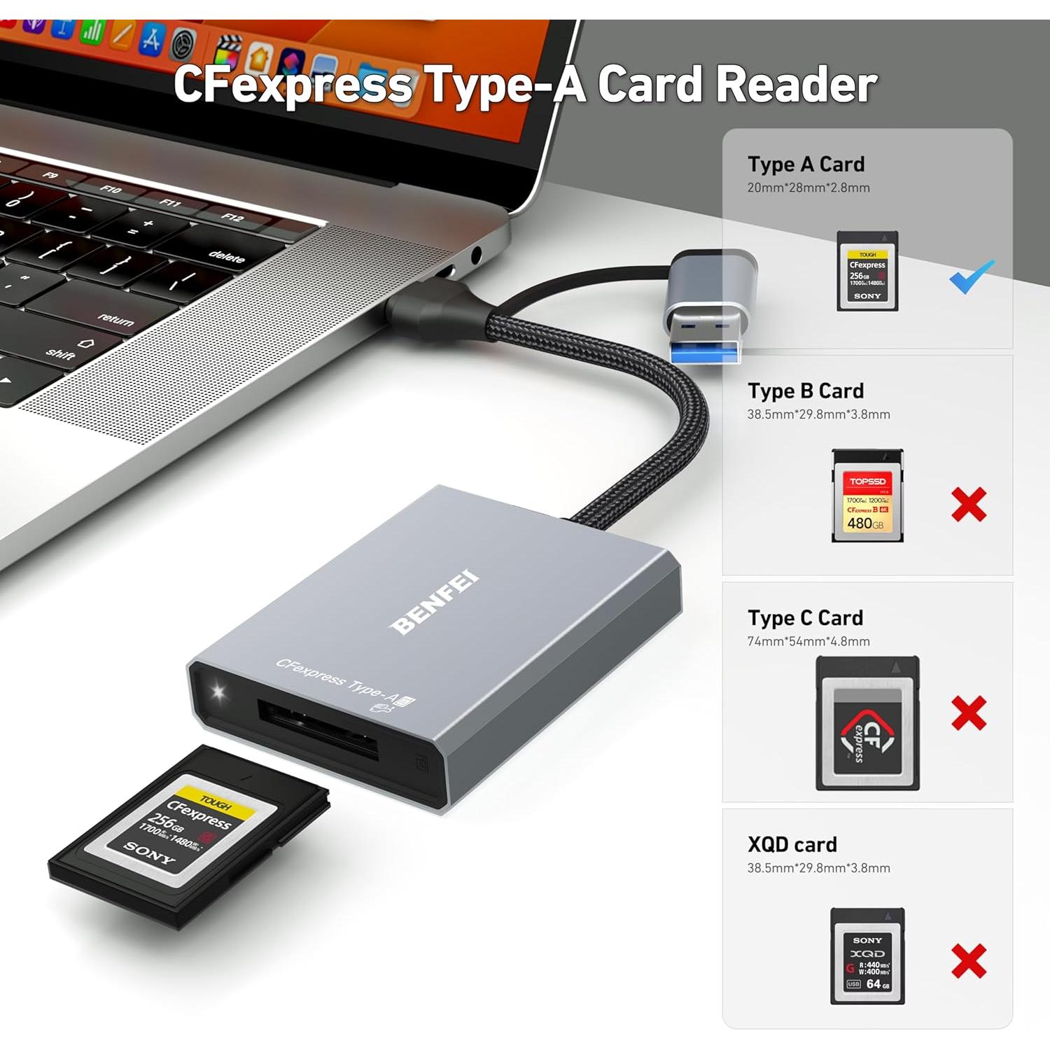Lector de Tarjetas CFexpress Tipo A BENFEI USB 3.2 10Gbps