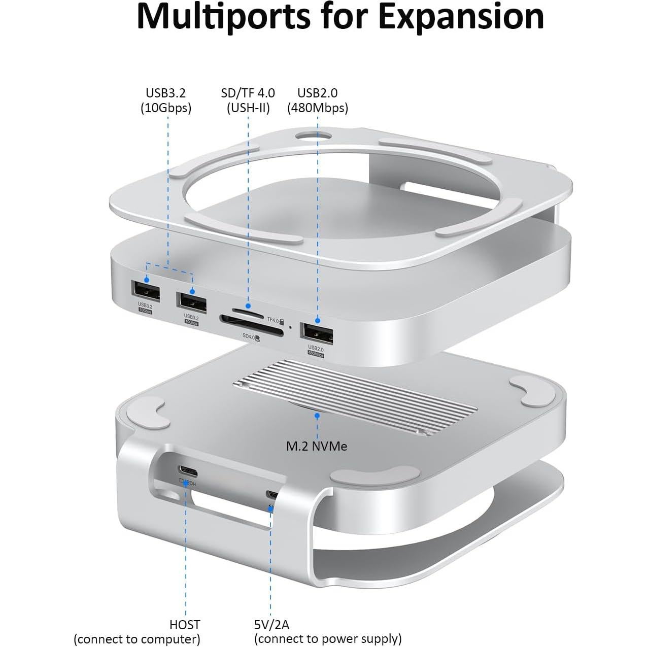 Dock Soporte Aluminio 9 en 1 AKKYAJAURE para Mac Mini M4