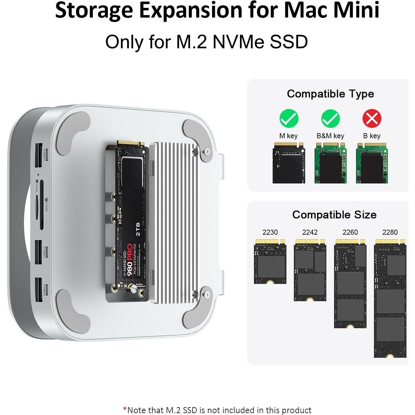 Dock Soporte Aluminio 9 en 1 AKKYAJAURE para Mac Mini M4