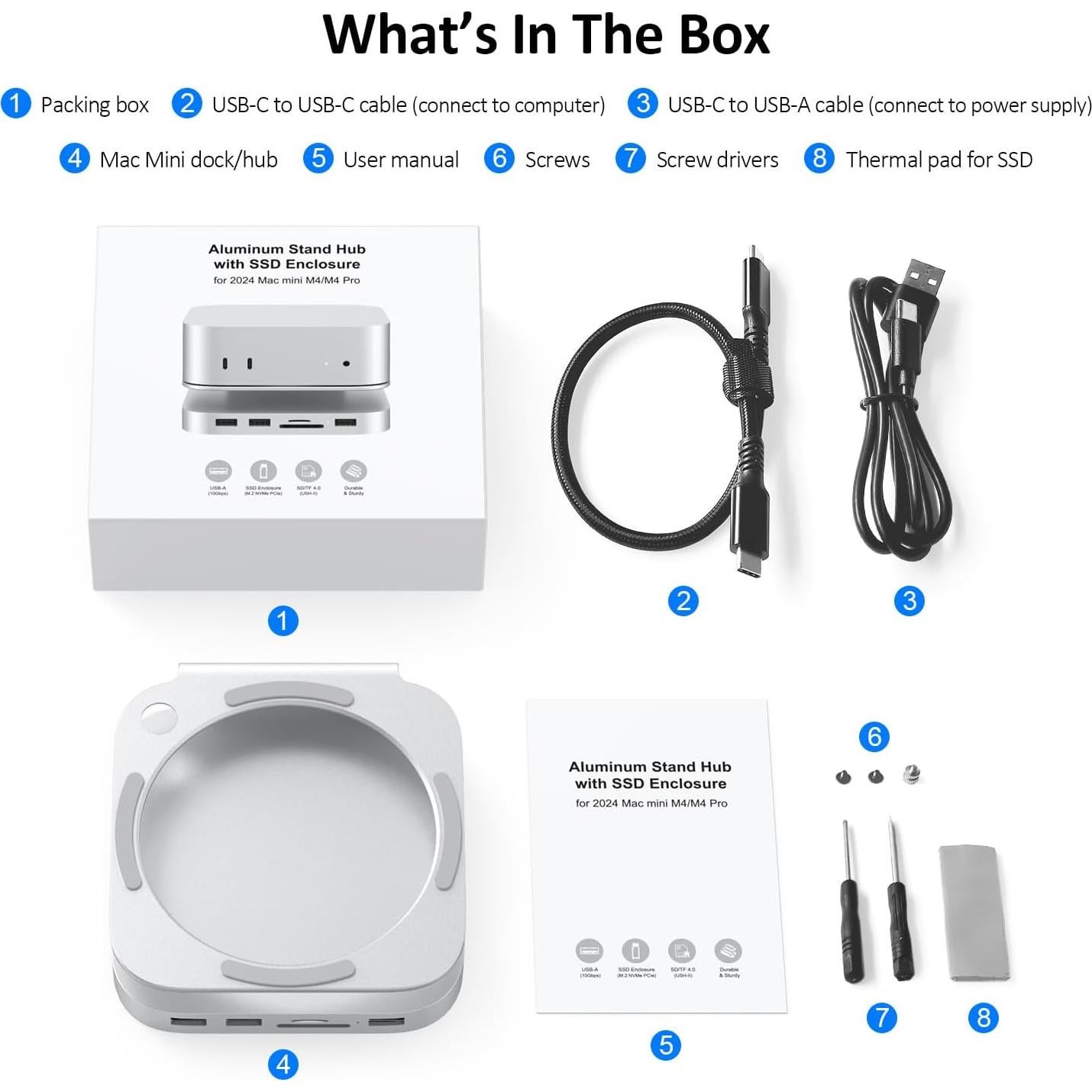 Dock Soporte Aluminio 9 en 1 AKKYAJAURE para Mac Mini M4