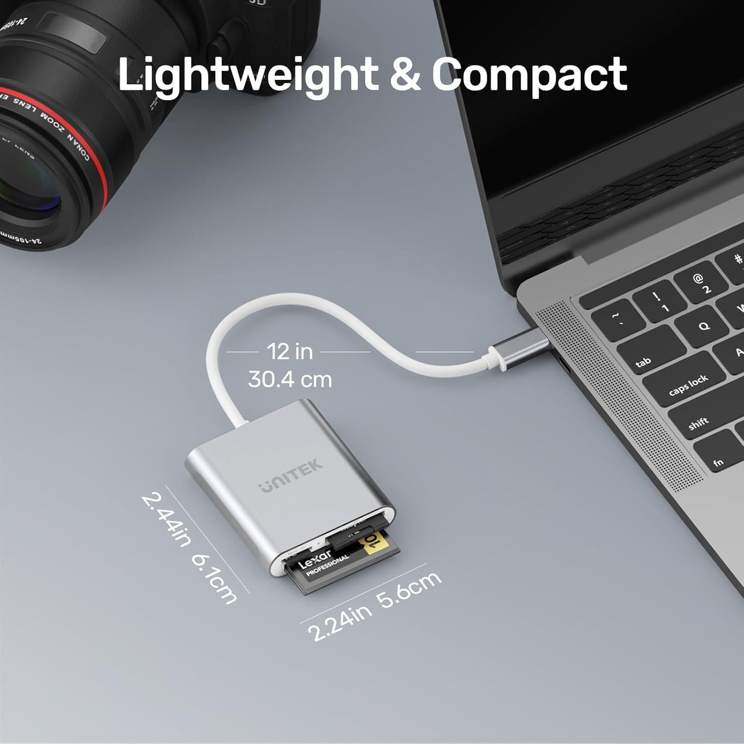 Lector de Tarjetas USB C Unitek Y-9324BGY 3 Ranuras Aluminio