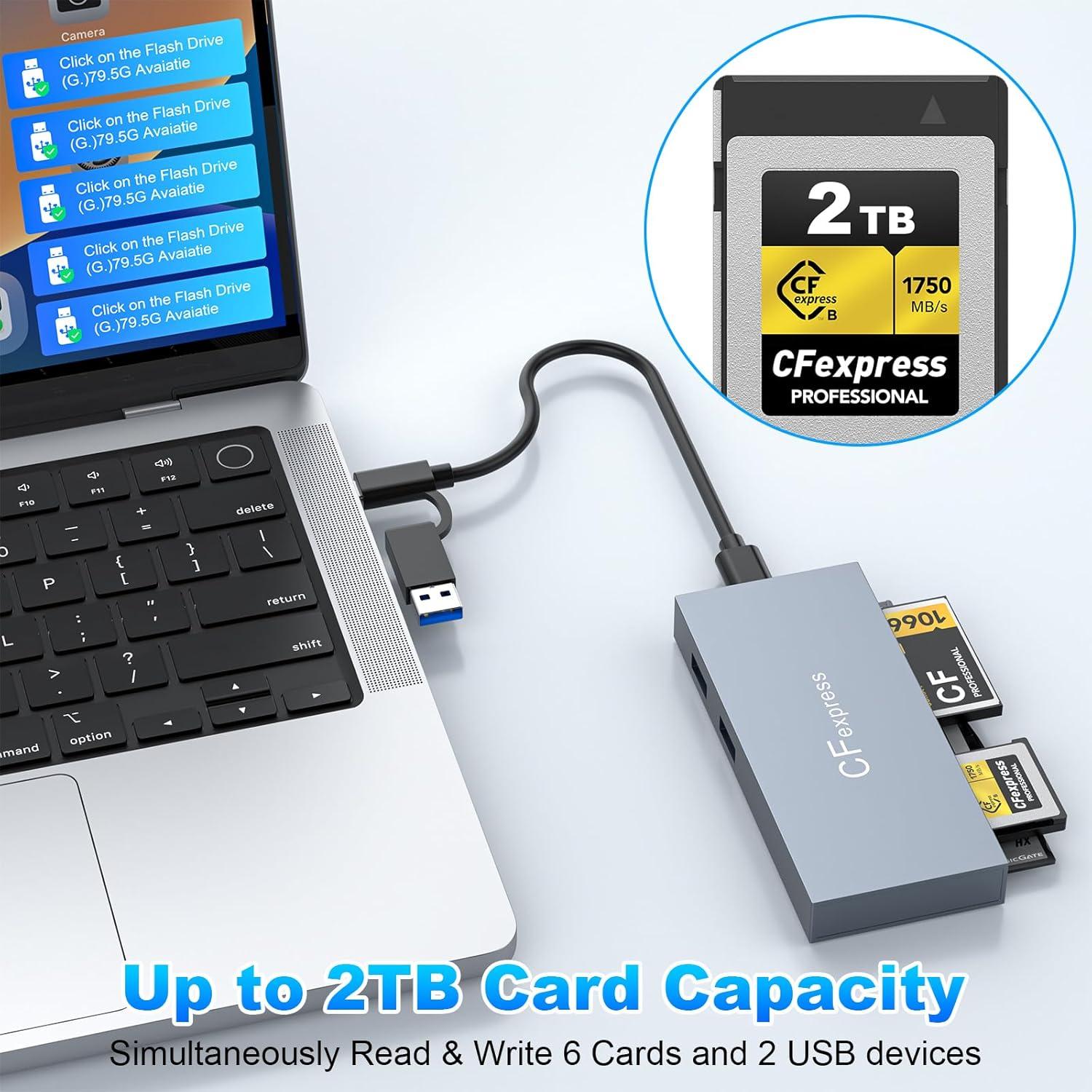 Lector de Tarjetas CFexpress Tipo B Rocketek 8 en 1 10Gbps