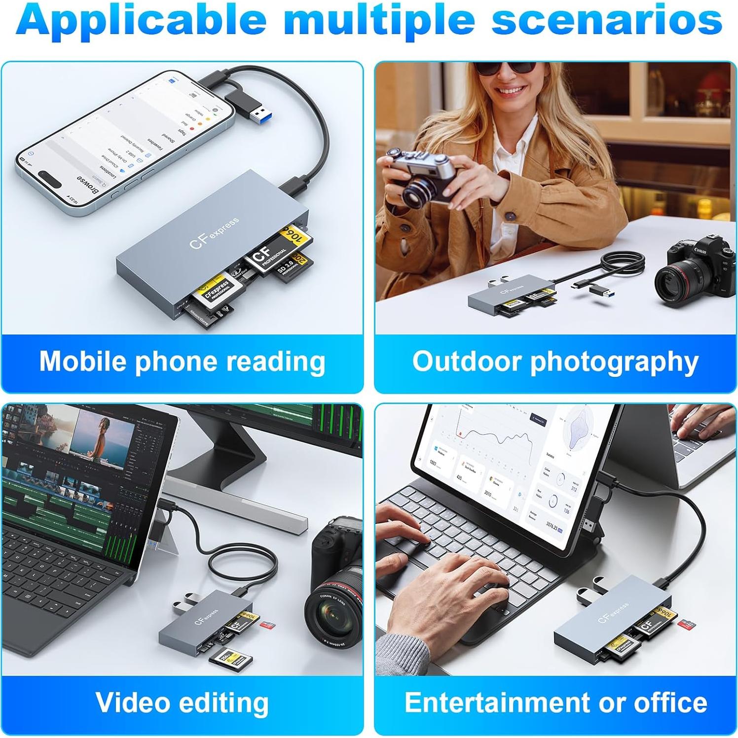 Lector de Tarjetas CFexpress Tipo B Rocketek 8 en 1 10Gbps