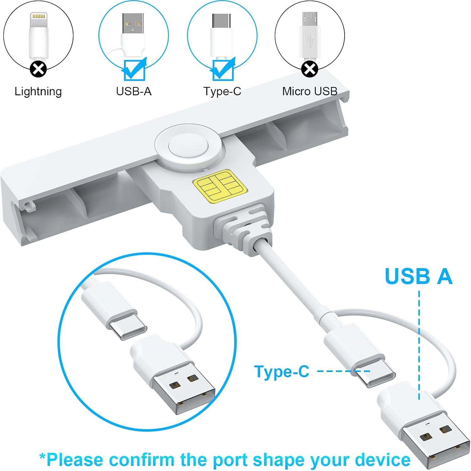 Lector de tarjetas CAC Rocketek USB/Type C Plegable 18g