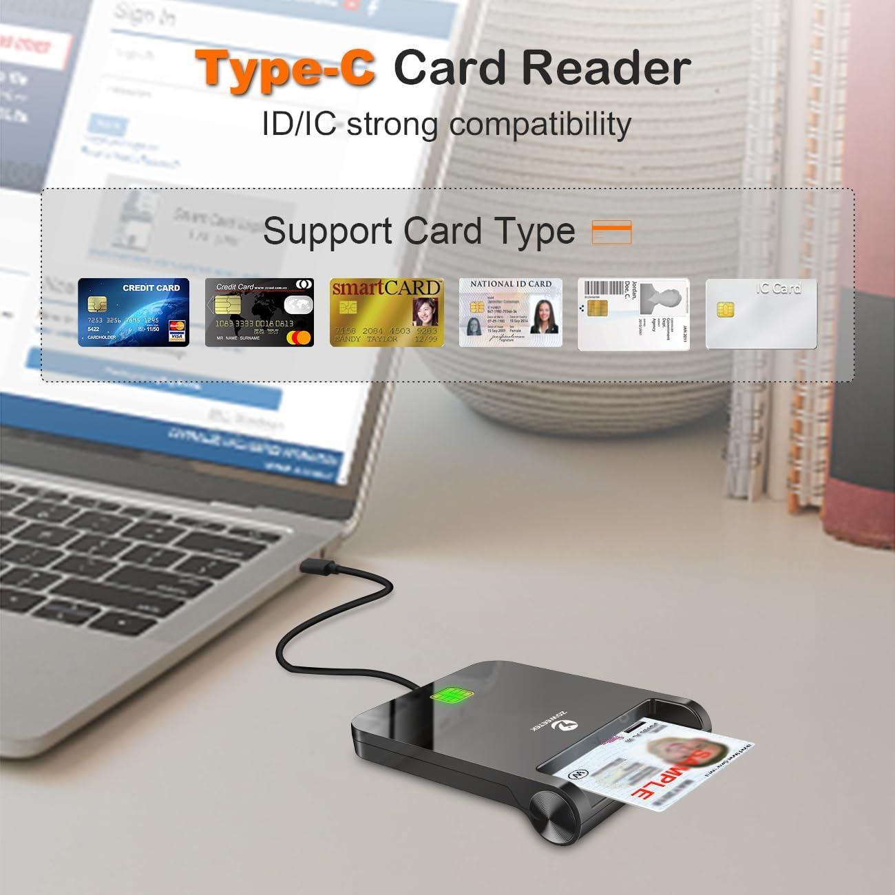 Lector de Tarjeta CAC Militar USB-C ZOWEETEK Compatible Windows/Mac