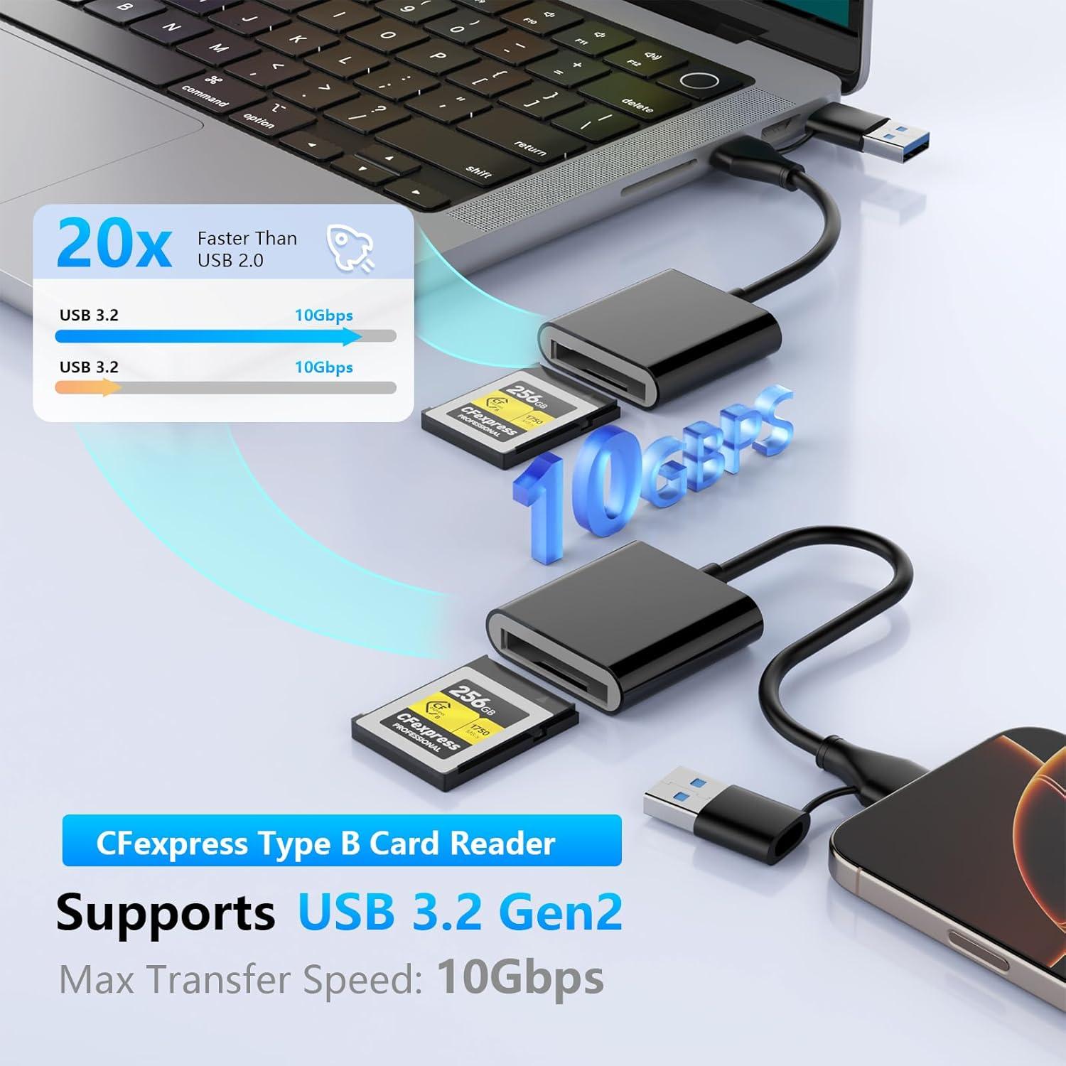 Lector de Tarjetas CFexpress Tipo B Rocketek USB 3.2 10Gbps