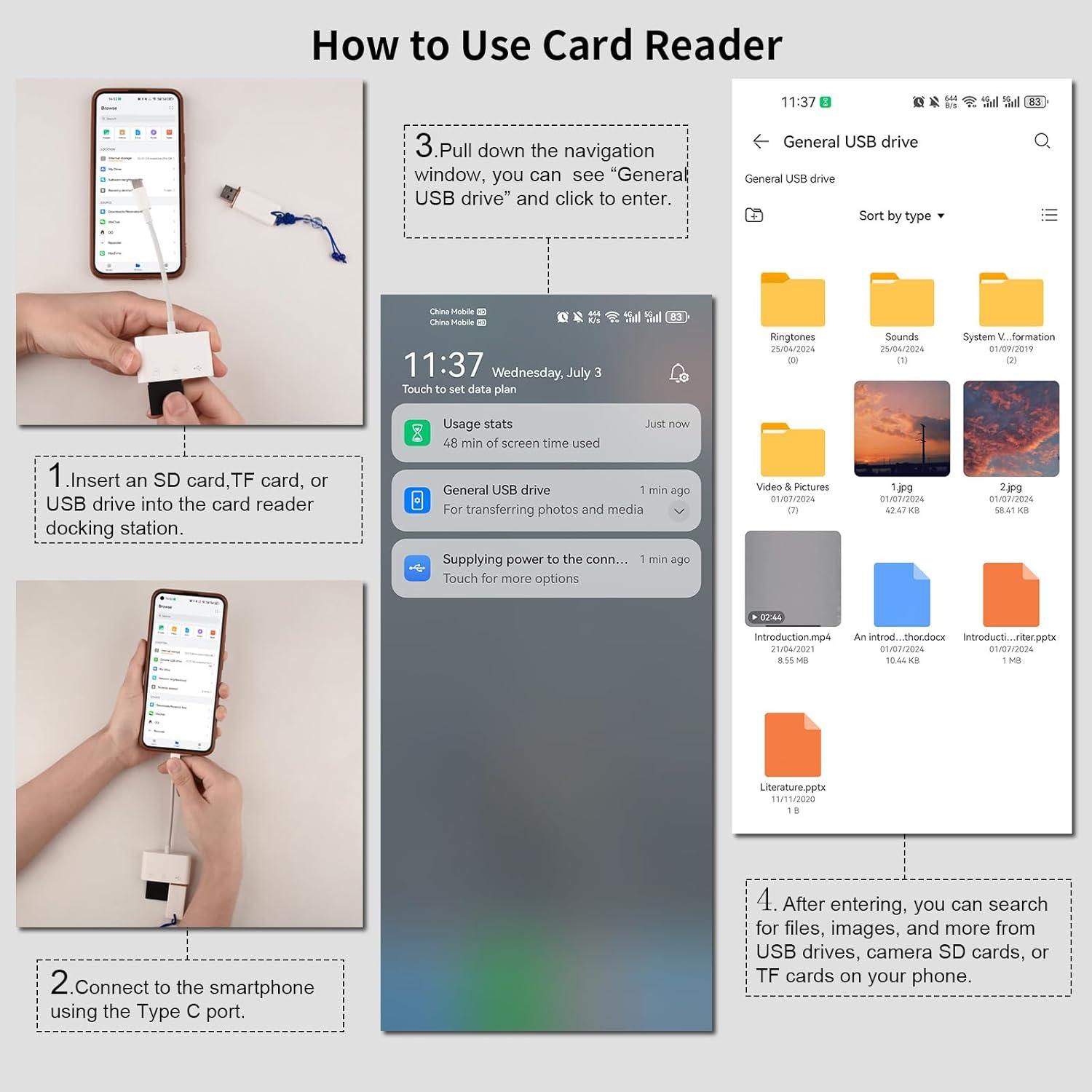 Lector de Tarjetas SD USB-C Meliya 3 en 1 para iPhone 16/iPad