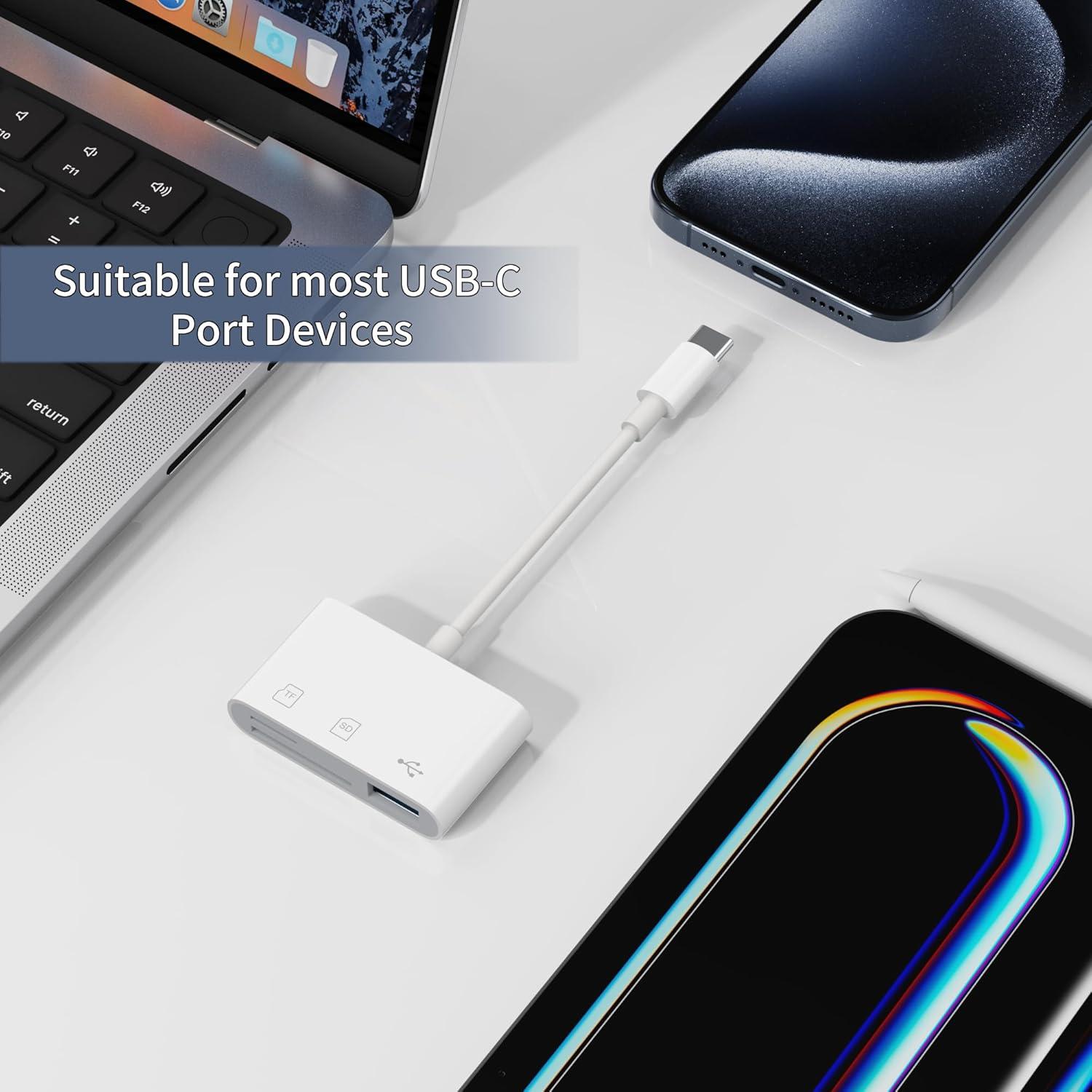 Lector de Tarjetas SD USB-C Meliya 3 en 1 para iPhone 16/iPad