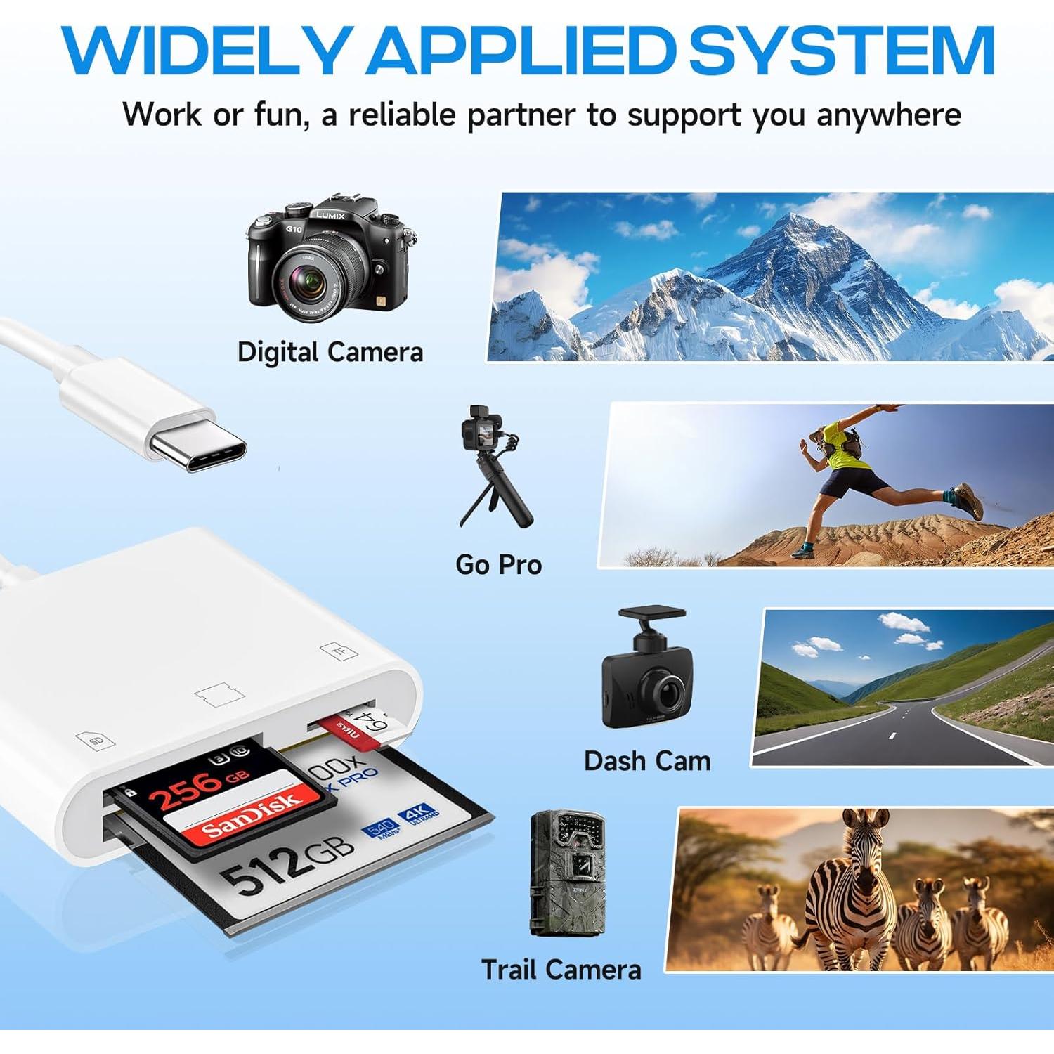 Lector de Tarjetas SD USB C MTIQHS 3 en 1 para iPhone y iPad