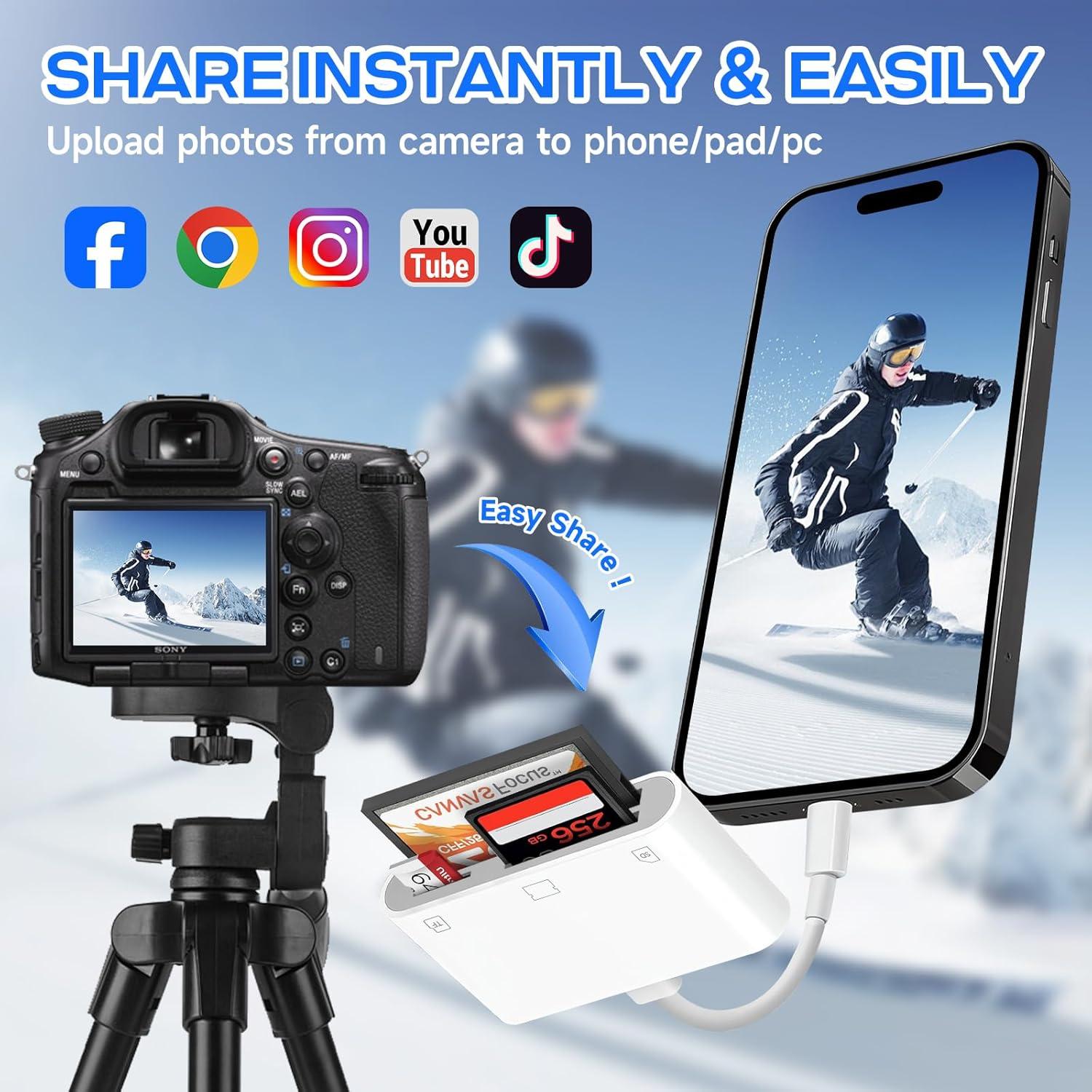 Lector de Tarjetas SD USB C MTIQHS 3 en 1 para iPhone y iPad