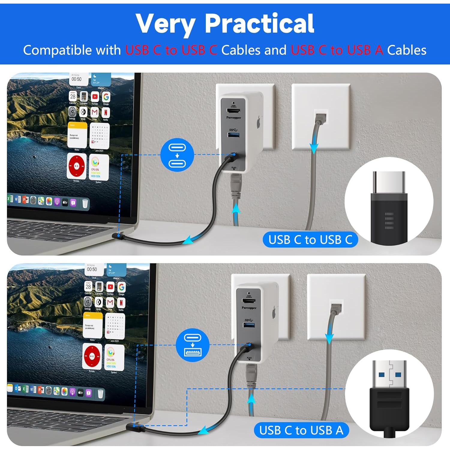 Estación de Acoplamiento 4 en 1 Purcopper para MacBook