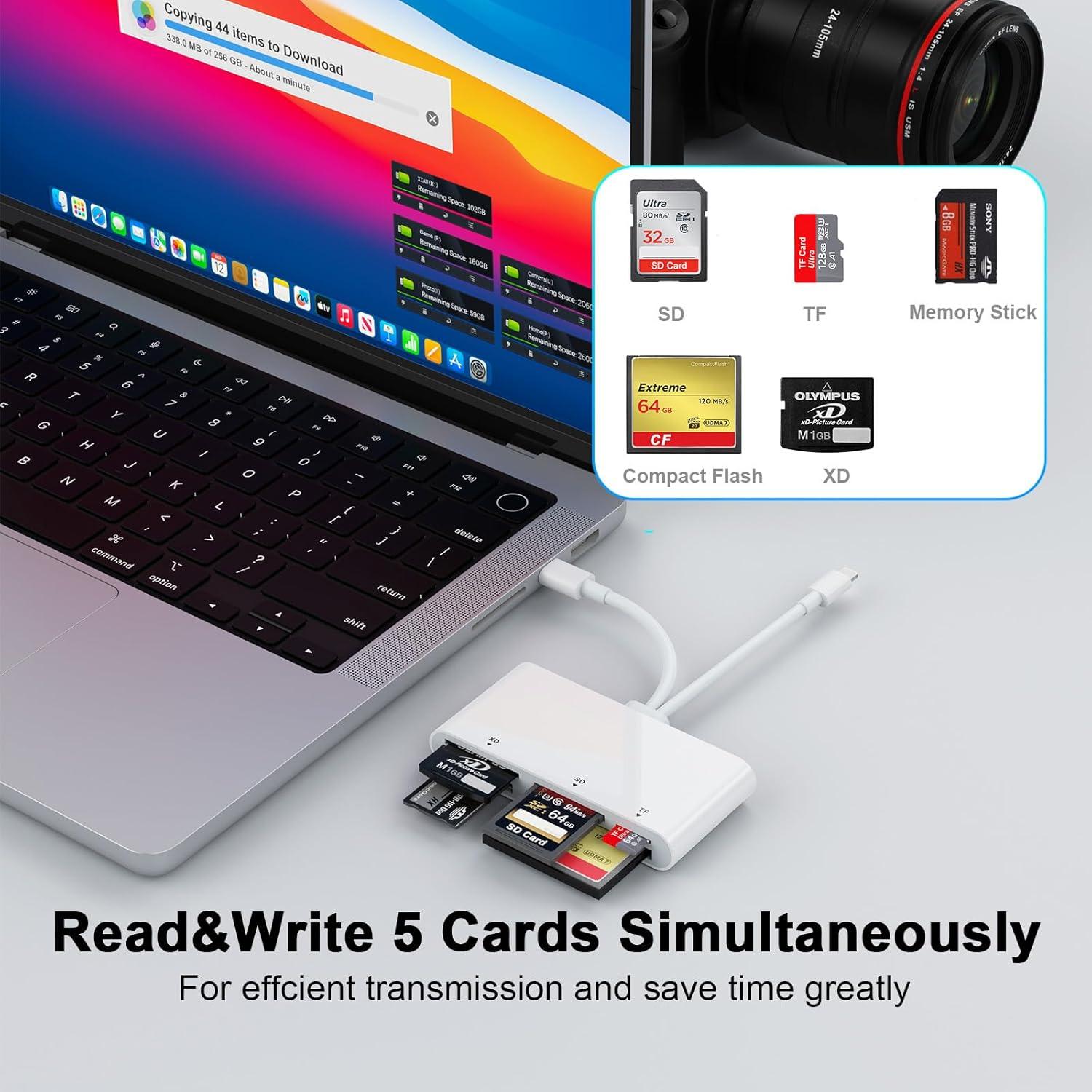 Lector de Tarjetas Múltiples Usnmeta USB-C y Lightning 5 en 1