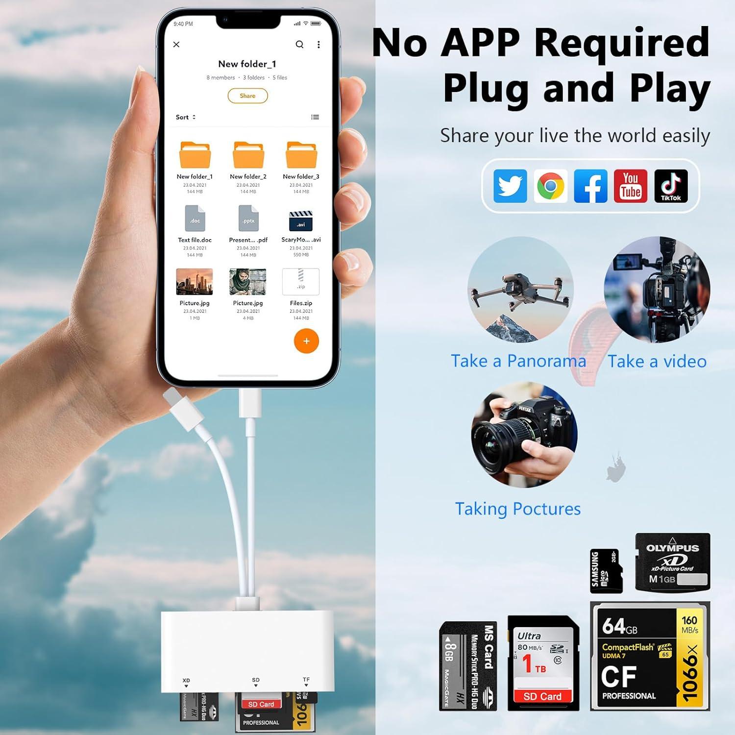 Lector de Tarjetas Múltiples Usnmeta USB-C y Lightning 5 en 1