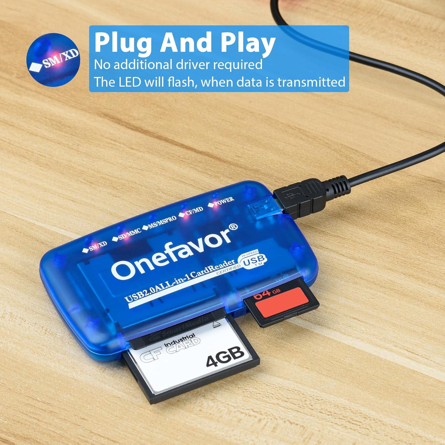 Lector de Tarjetas Multi Onefavor USB Todo en Uno 80g