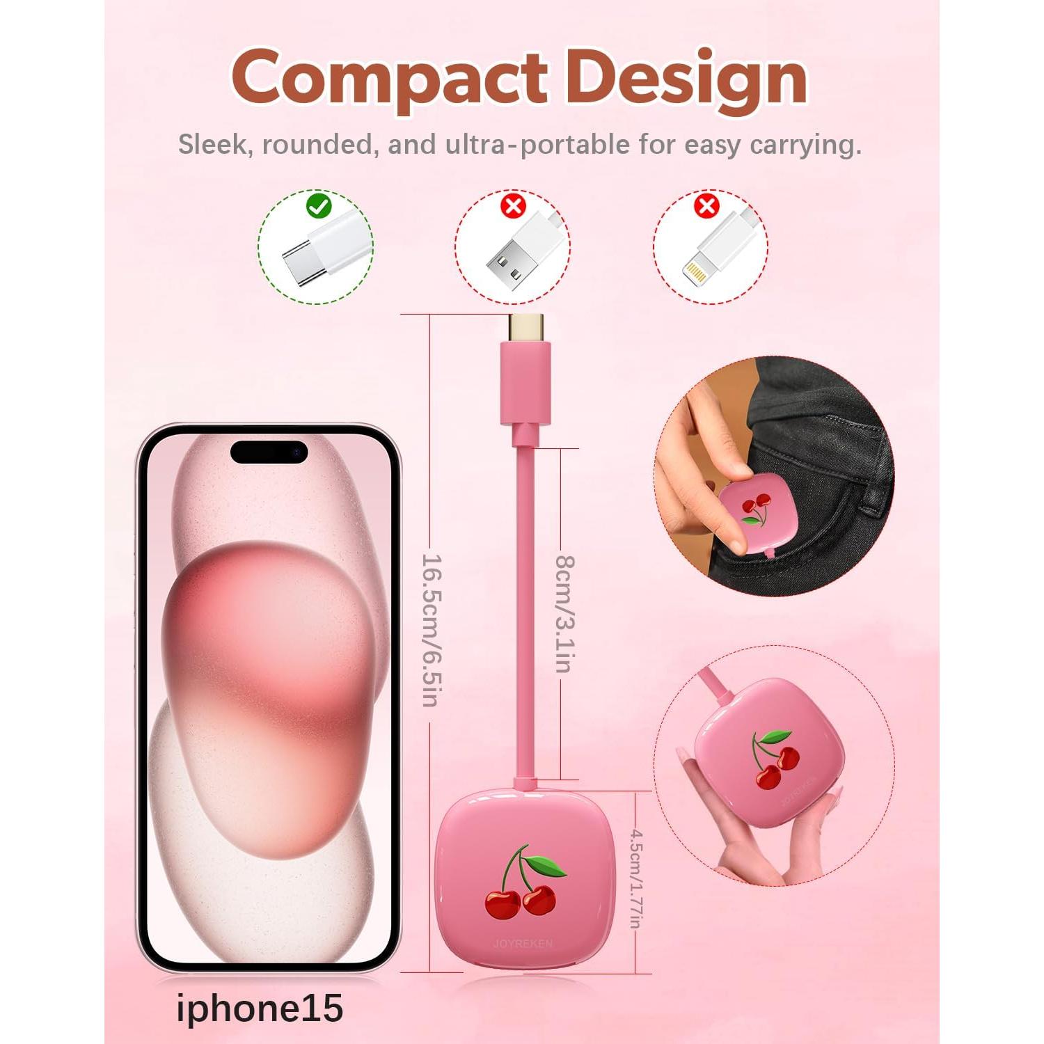 Lector de Tarjetas SD USB C JoyReken 2-en-1 Rosa 8cm