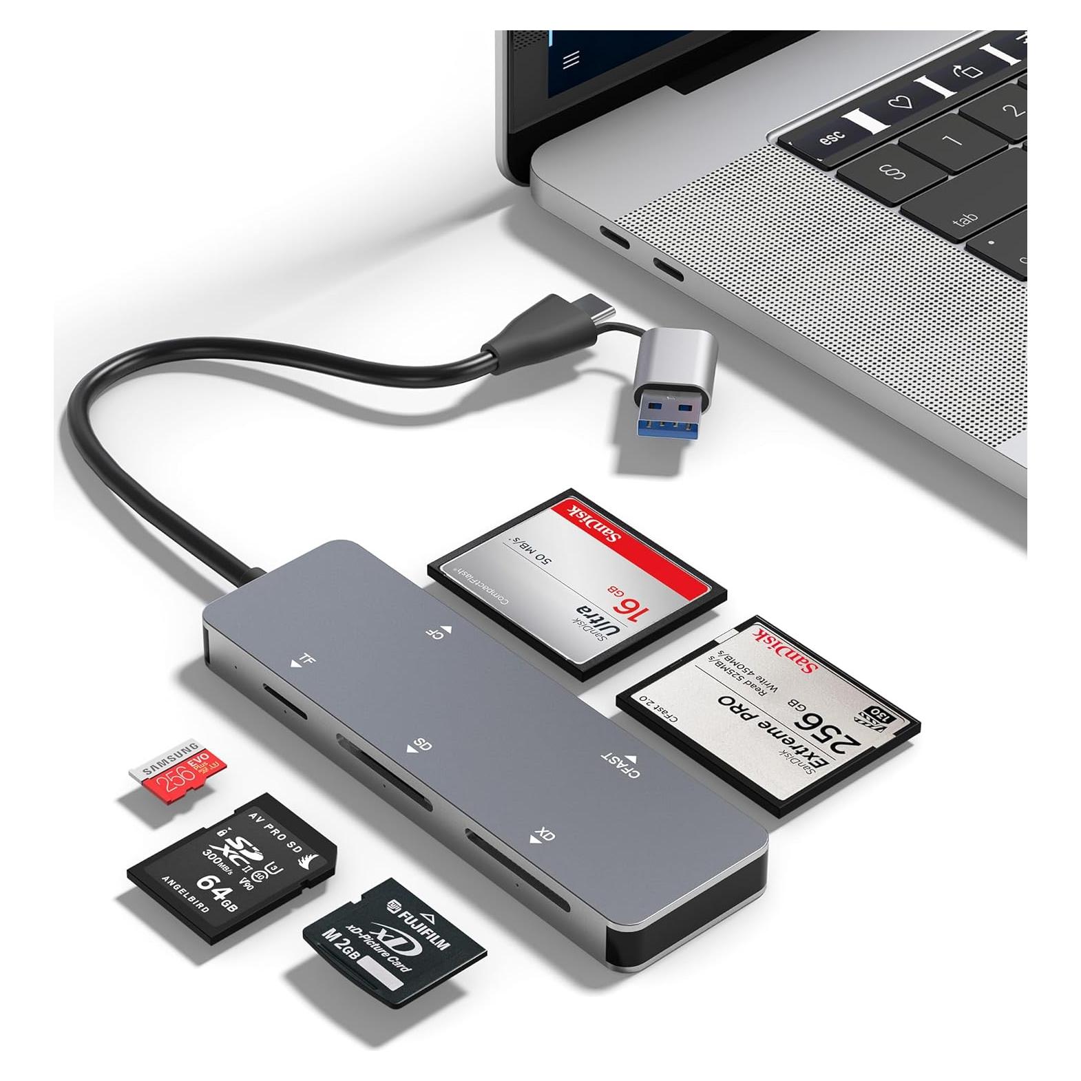 Lector de Tarjetas CFast Rytaki USB 3.0 y USB-C 5-en-1