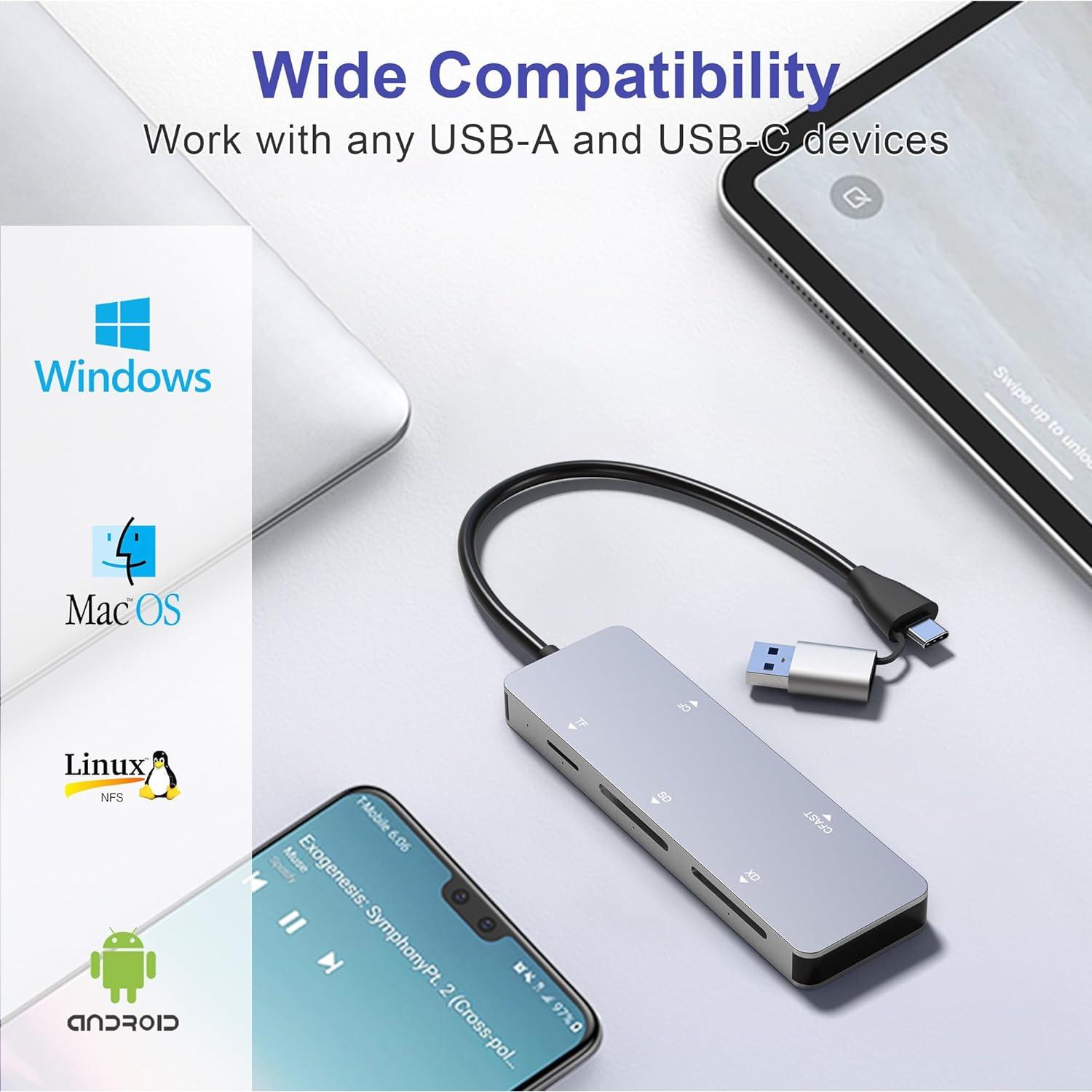 Lector de Tarjetas CFast Rytaki USB 3.0 y USB-C 5-en-1