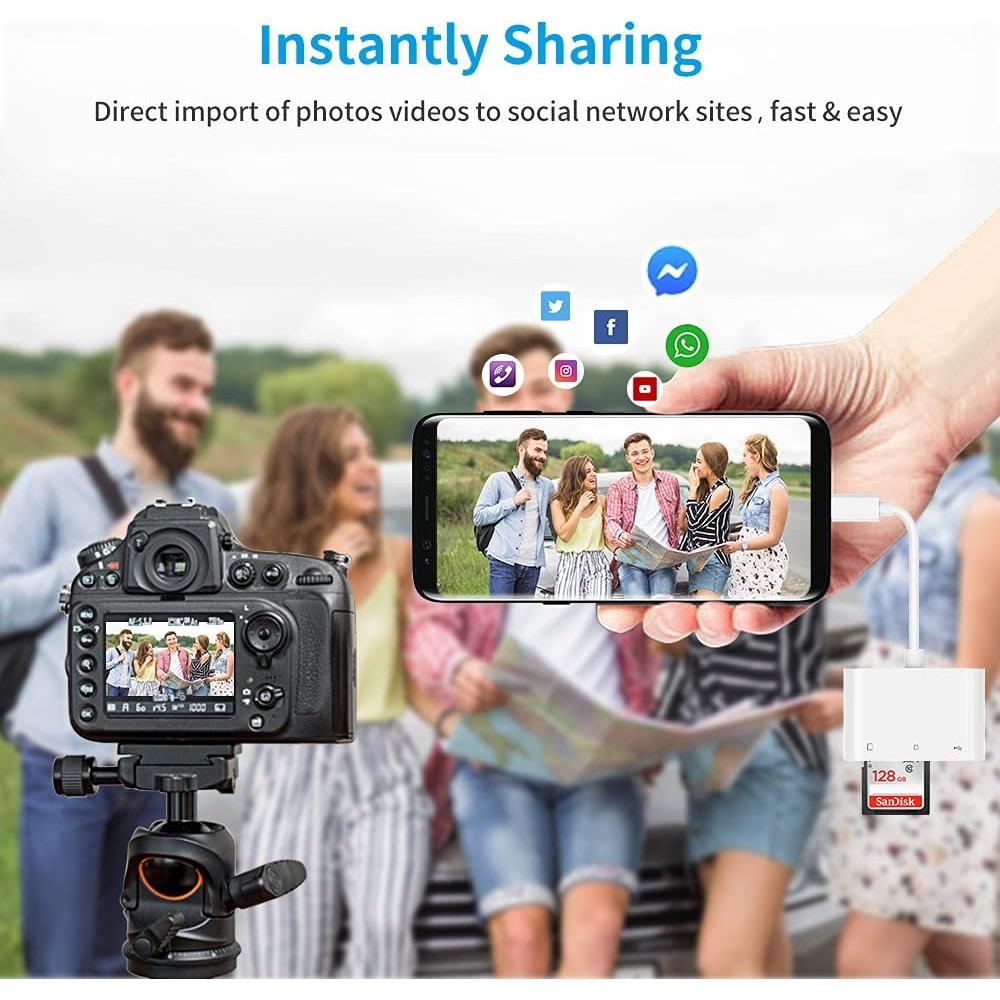 Adaptador Lector de Tarjeta SD USB C Fermoved 3 en 1 Blanco