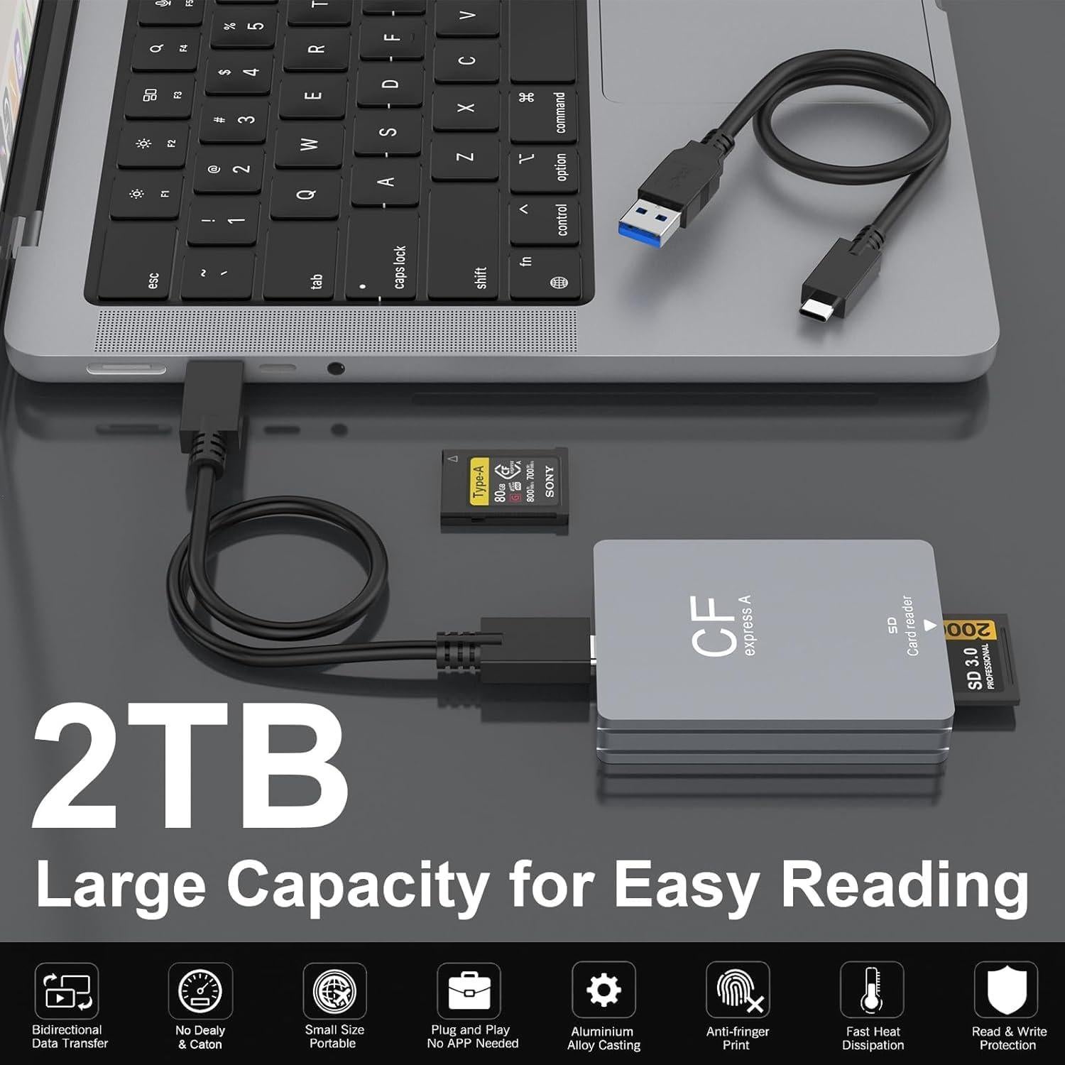 Lector de Tarjetas CFexpress Tipo A y SD Rocketek 10Gbps