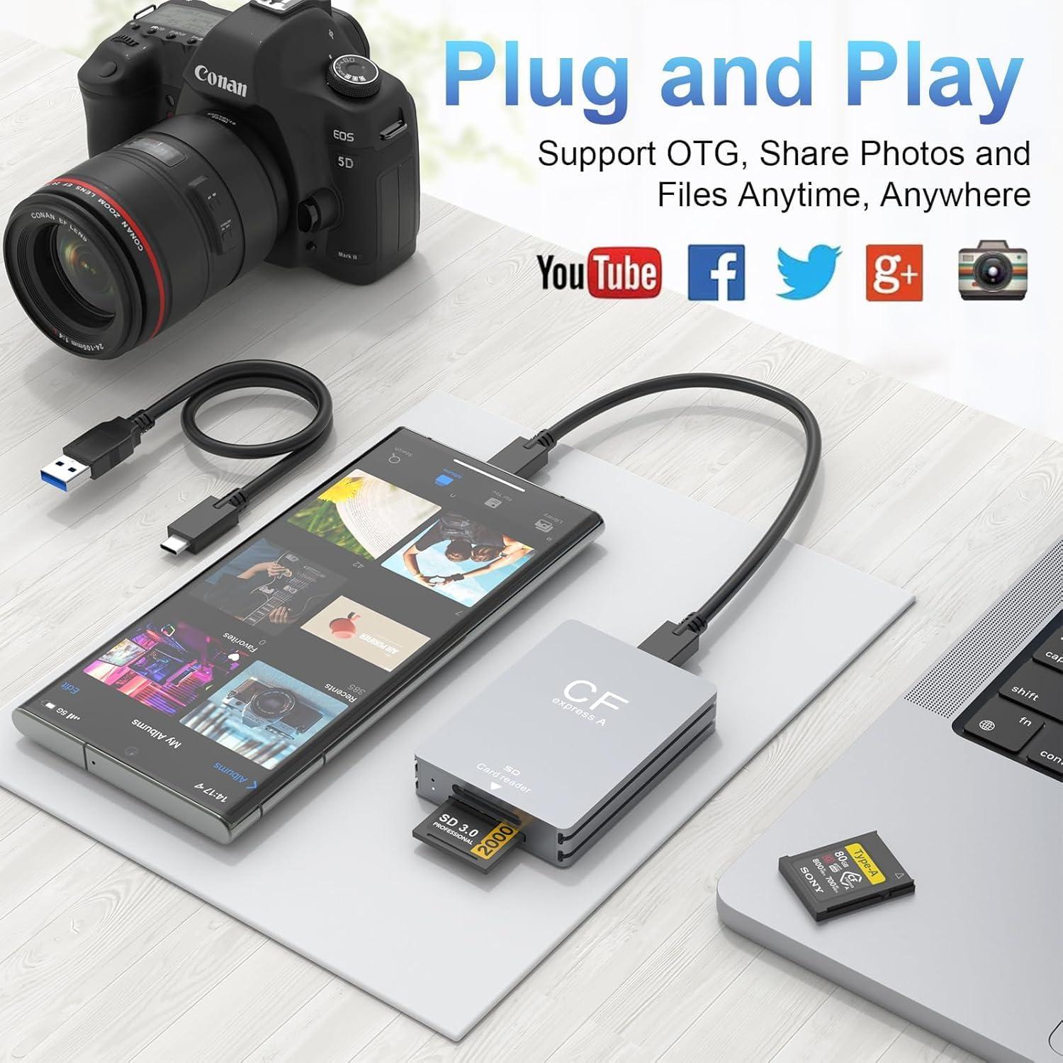 Lector de Tarjetas CFexpress Tipo A y SD Rocketek 10Gbps