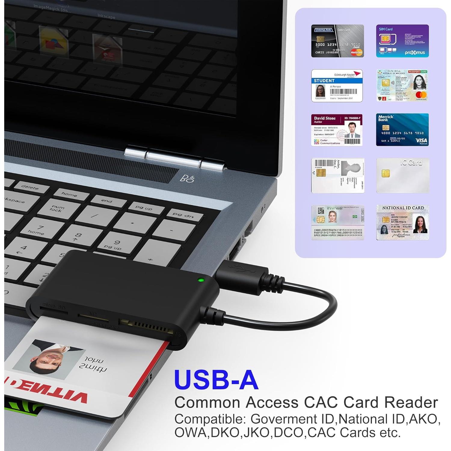 Lector de Tarjetas 7 en 1 Bawanfa Pro USB CAC y SIM/SD