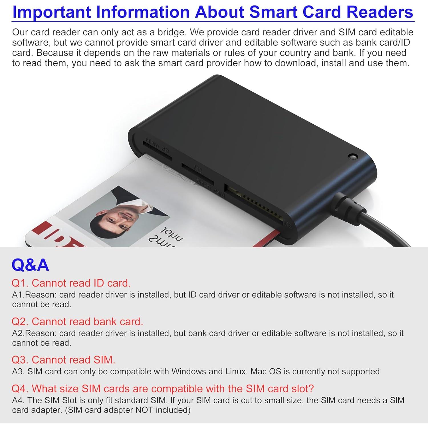 Lector de Tarjetas 7 en 1 Bawanfa Pro USB CAC y SIM/SD