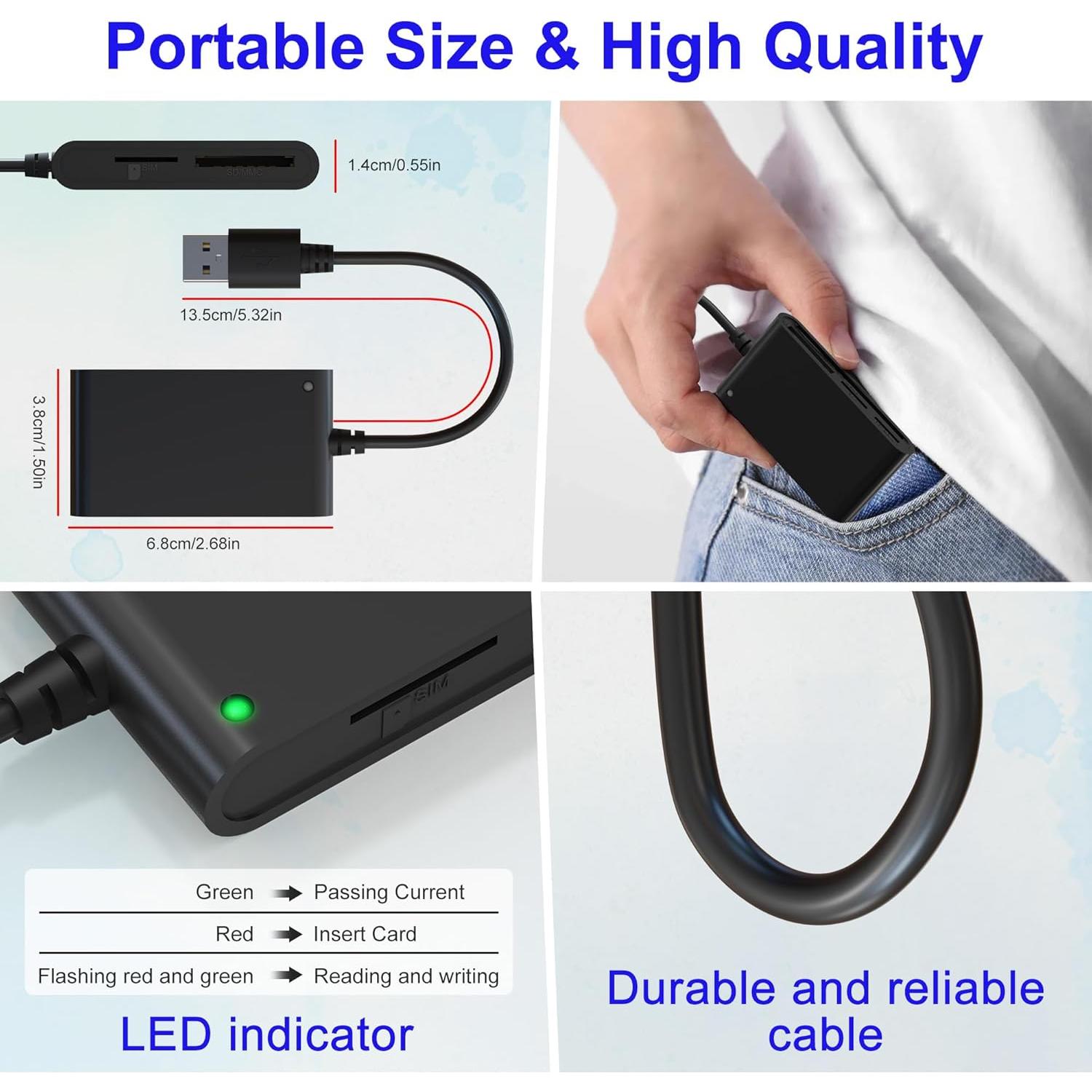 Lector de Tarjetas 7 en 1 Bawanfa Pro USB CAC y SIM/SD