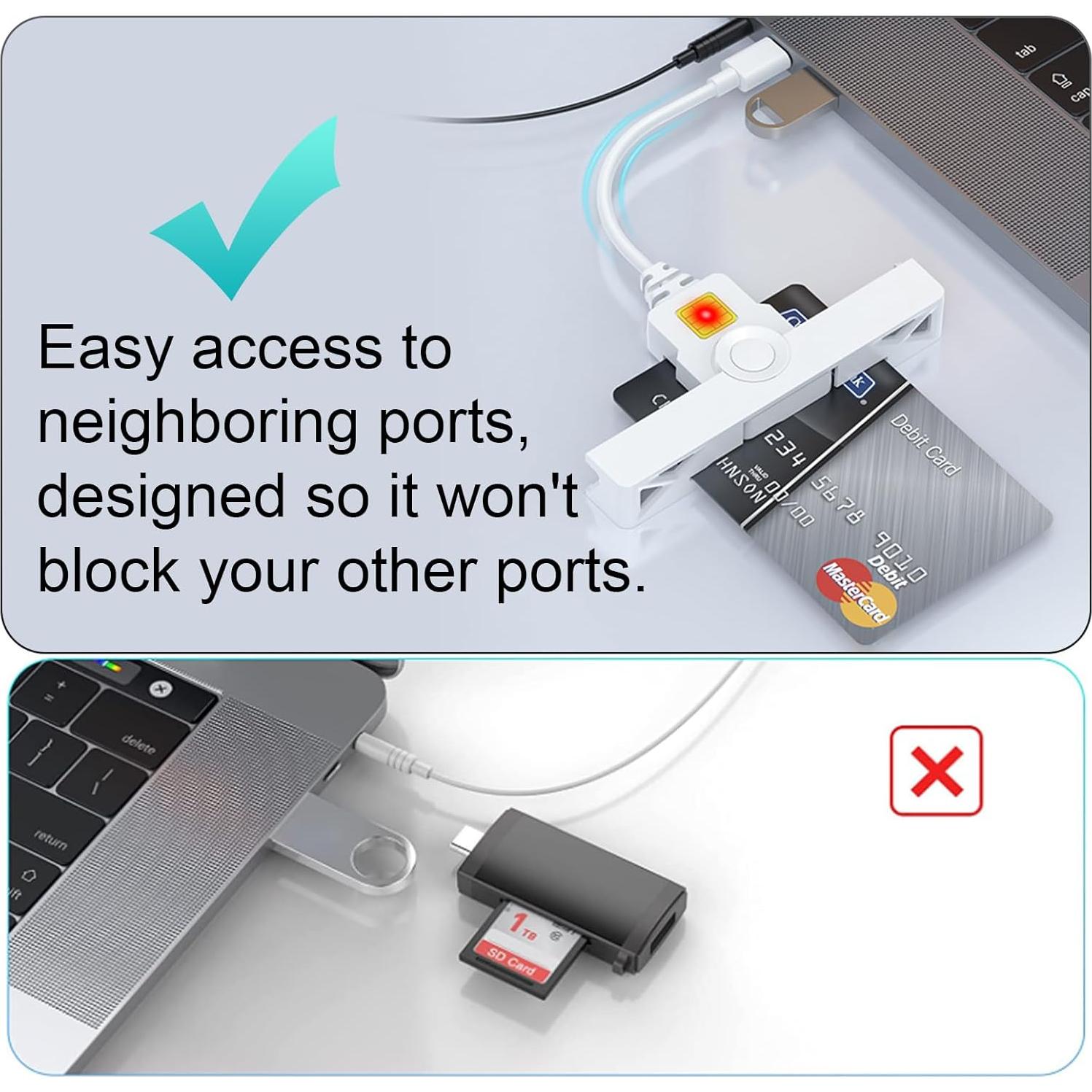 Lector de Tarjeta Inteligente CAC USB C Rocketek Plegable
