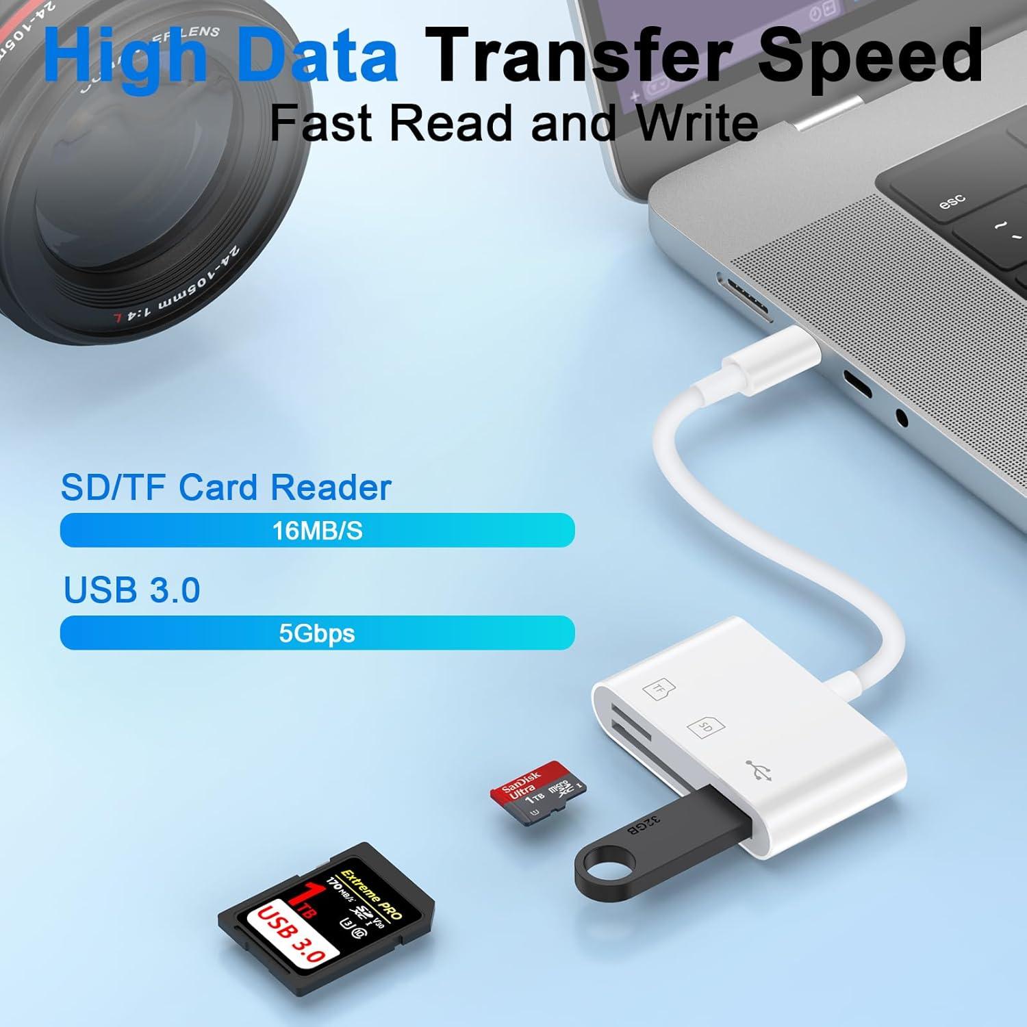 Lector de Tarjetas SD USB C CIQILY 3 en 1 Alta Velocidad