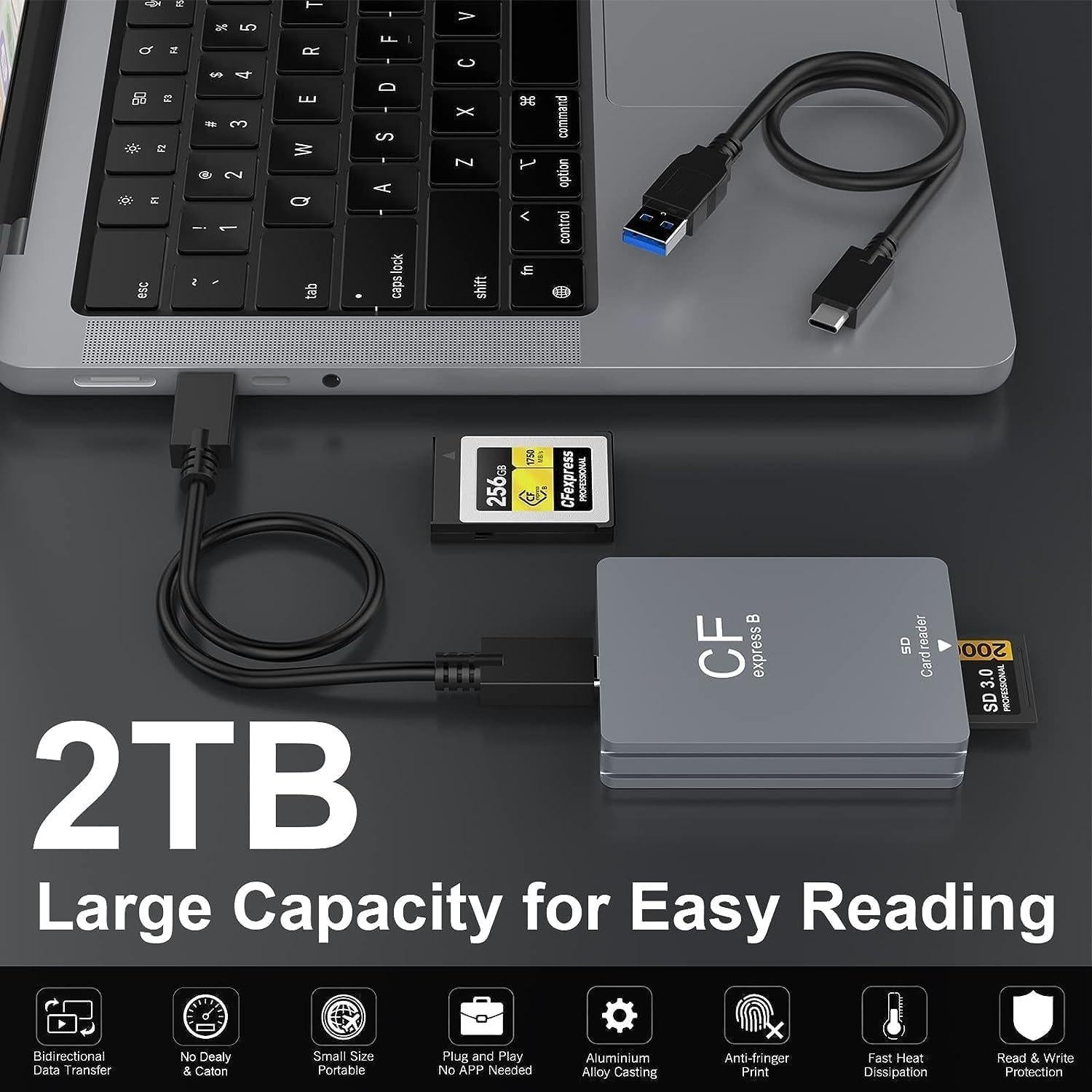 Lector de tarjetas CFexpress Tipo B y SD Rocketek 10Gbps