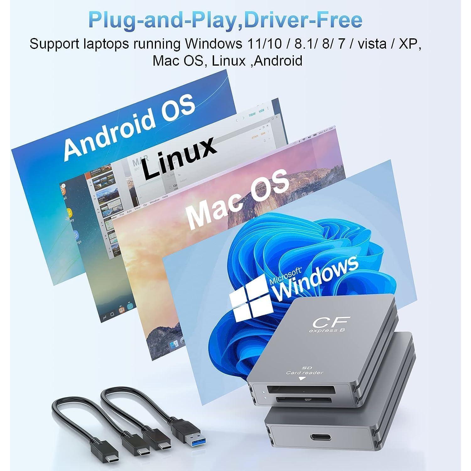 Lector de tarjetas CFexpress Tipo B y SD Rocketek 10Gbps