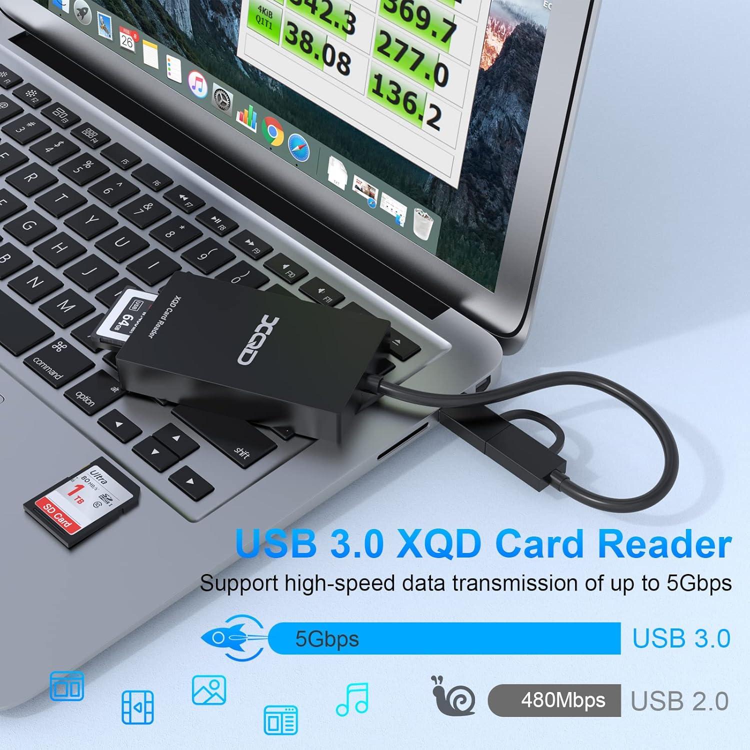 Lector de Tarjetas XQD Rocketek USB Tipo C 5Gbps Doble Ranura