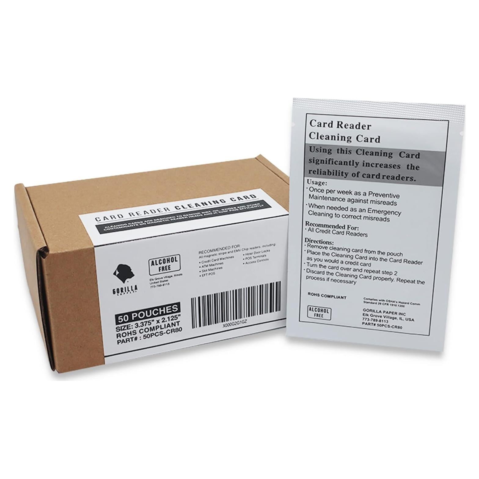 Tarjetas de Limpieza GORILLA SUPPLY CR80 - 50 Pcs Doble Cara