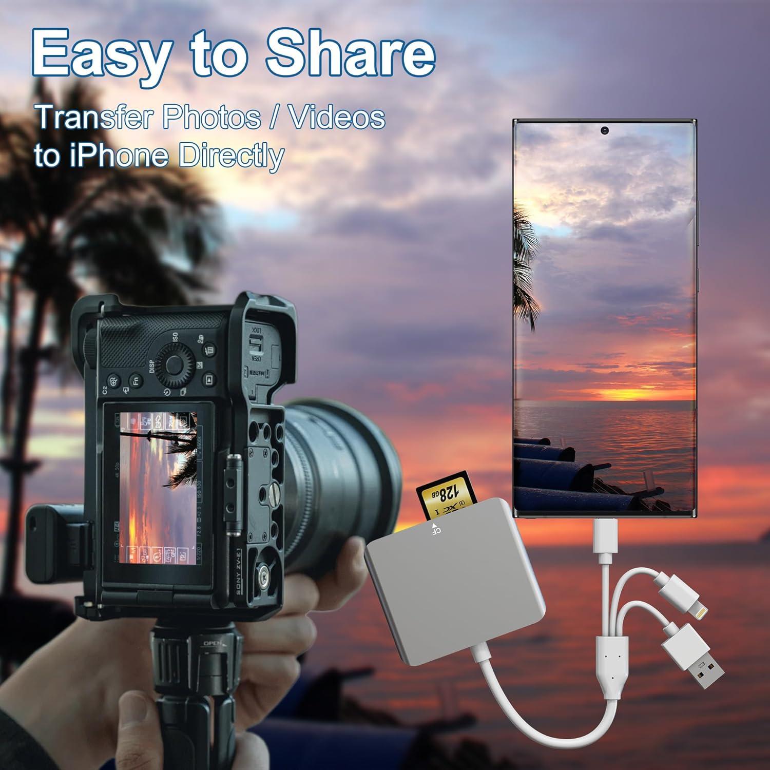 Lector de Tarjetas 5 en 1 Ardaddyn - SD/TF/MS/CF/XD USB-C/Lightning