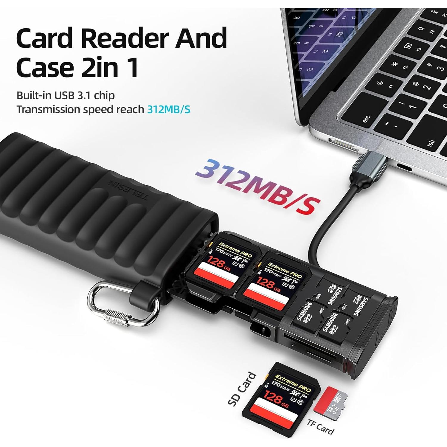 Lector de Tarjetas SD TELESIN S6-MCR-01 USB-C 312MB/s