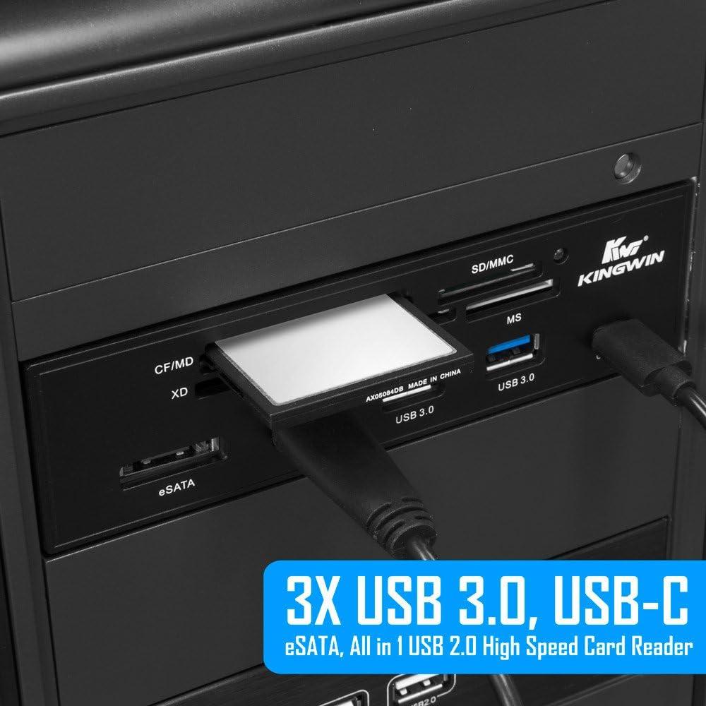 Hub USB 3.0 Kingwin KW525-3U3CR con USB-C y lector de tarjetas