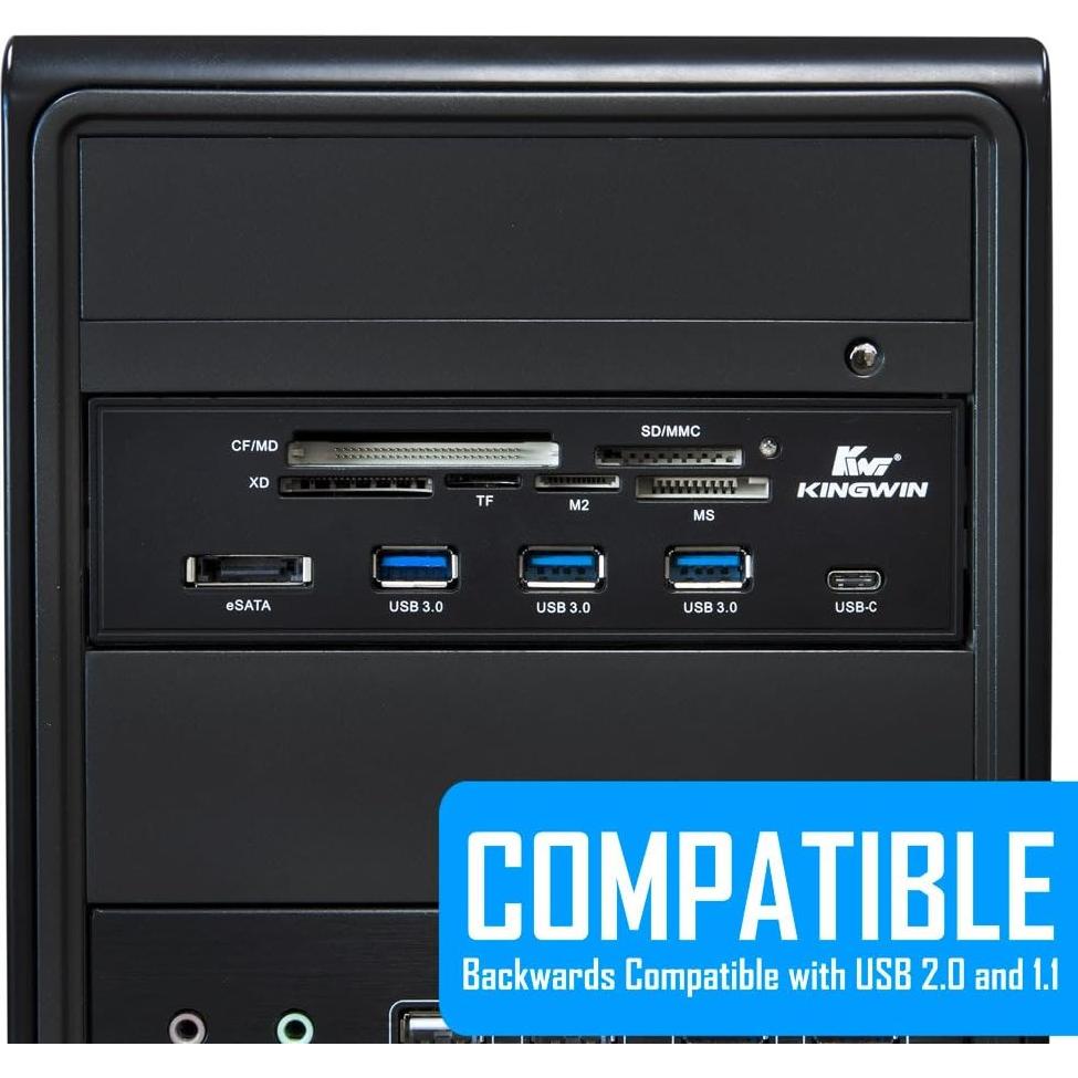 Hub USB 3.0 Kingwin KW525-3U3CR con USB-C y lector de tarjetas