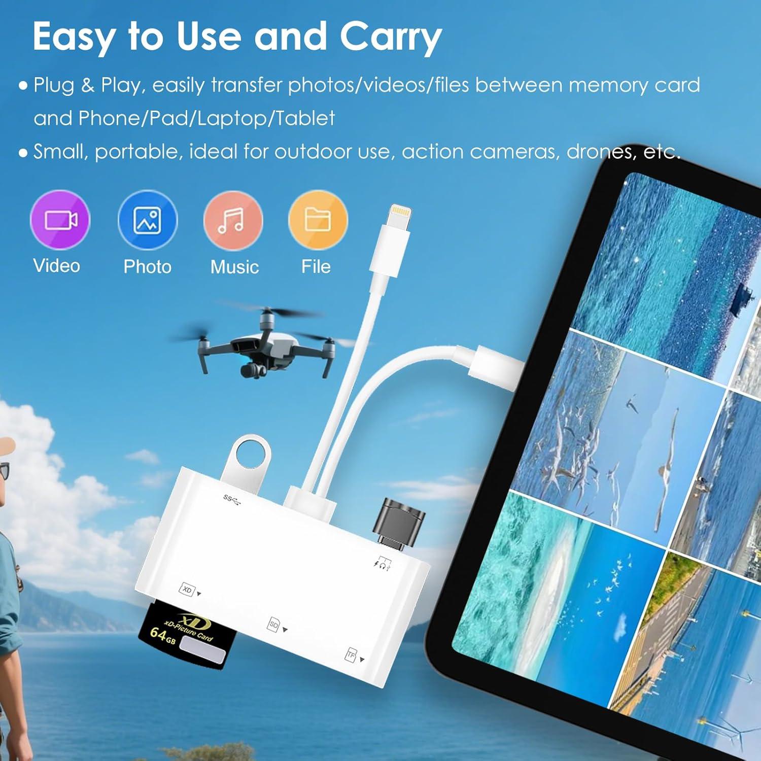 Lector de Tarjetas SD 7-en-1 Hoenkeips USB-C y Lightning