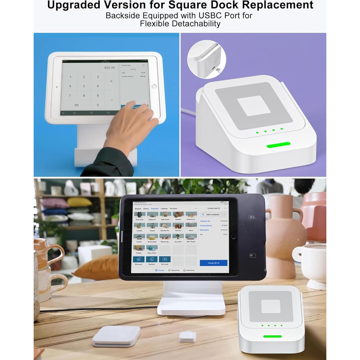 Soporte de Lector Cuadrado VASTHOME USB-C Desmontable