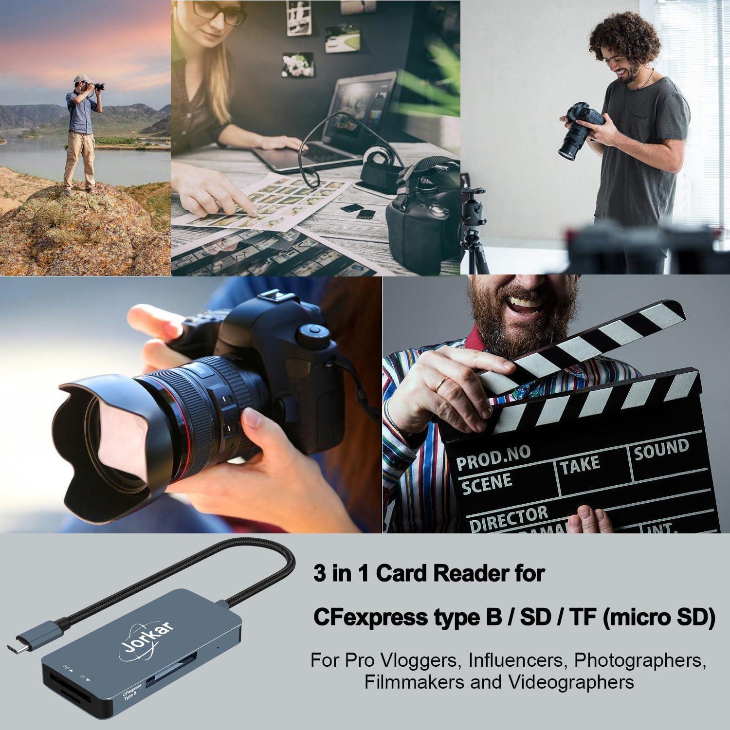 Lector de Tarjetas CFexpress Tipo B Jorkar 3 en 1 USB C