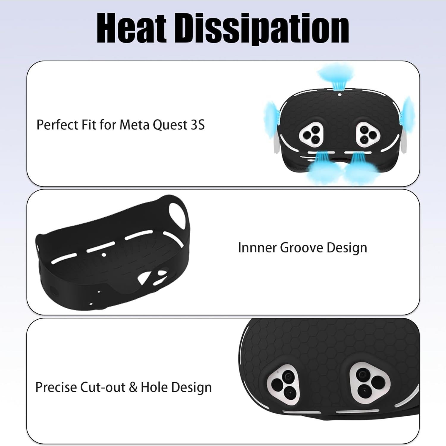 Funda de Silicona KANG YU para Auriculares Meta Quest 3s - Negro