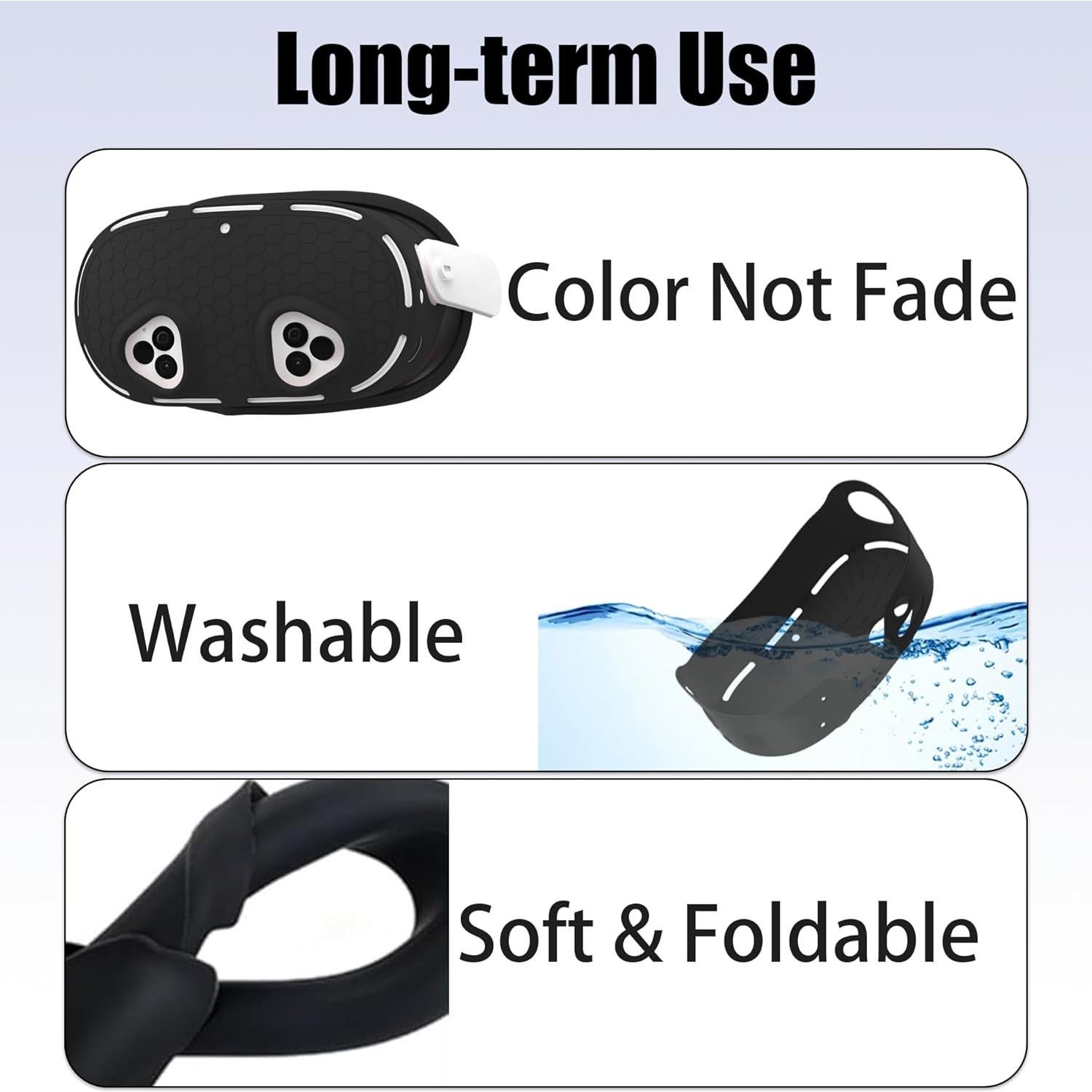 Funda de Silicona KANG YU para Auriculares Meta Quest 3s - Negro