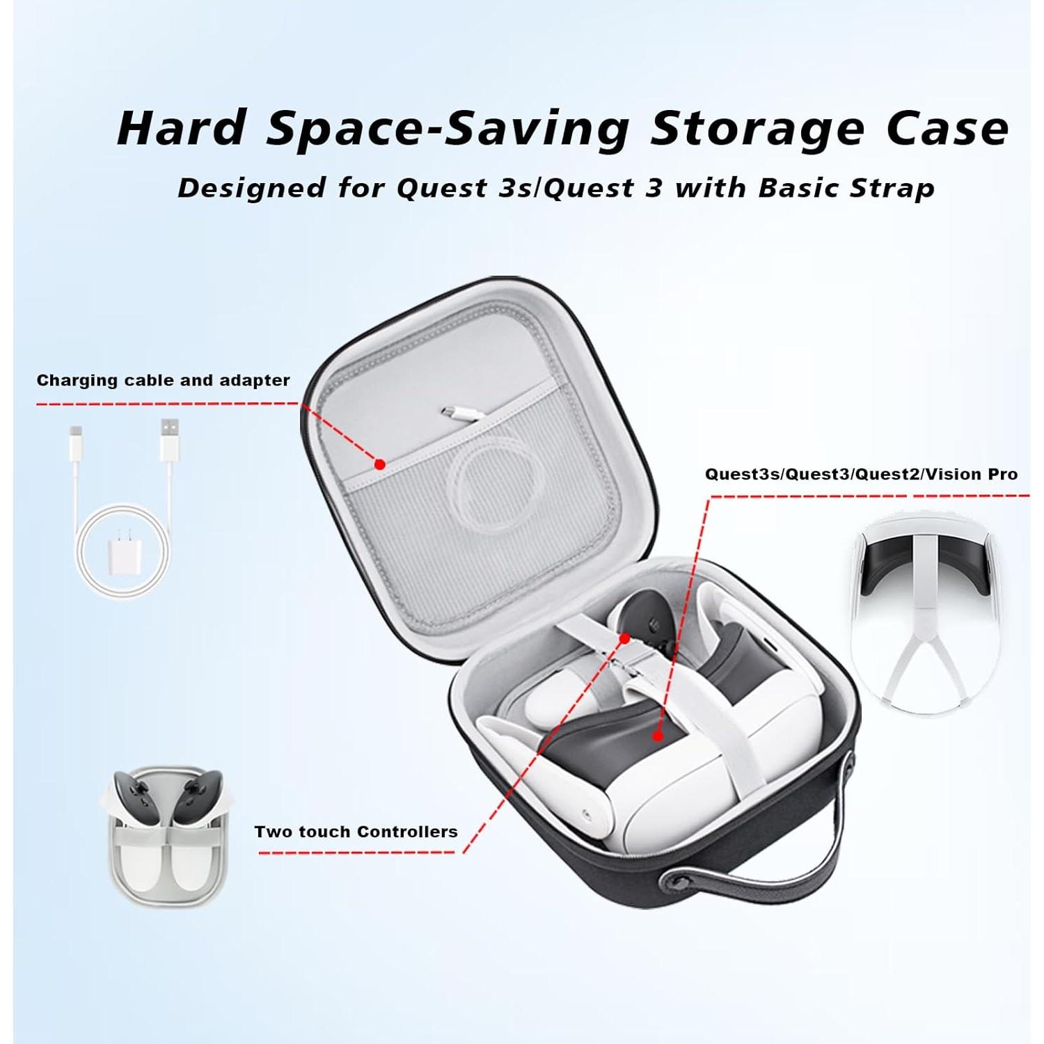 Funda Dura Krypthos para Meta Quest 3S/Quest 3/Quest 2 - Negro