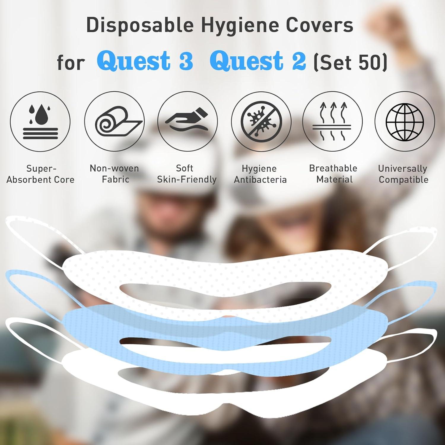 Cubierta Facial VR Desechable FUYAHA para Quest 3 y 2 - 50 Unidades