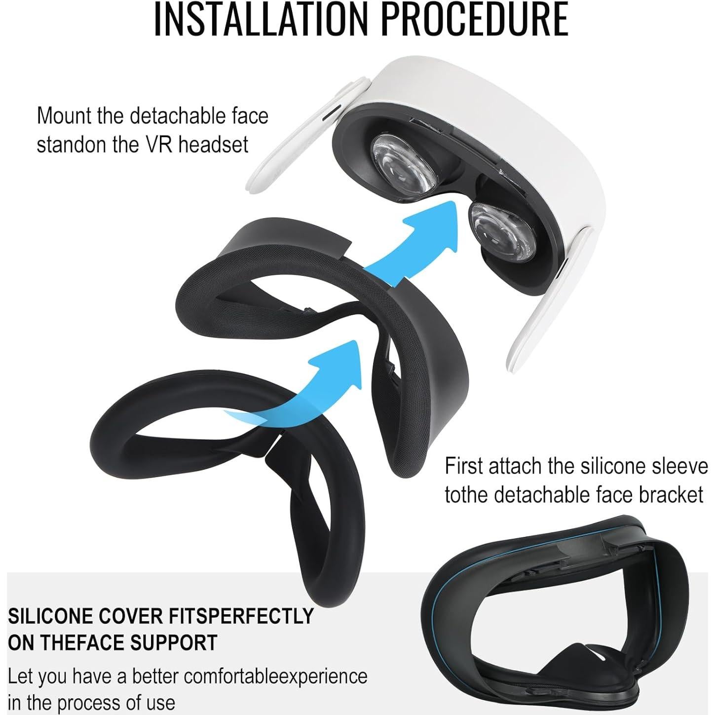 Pad de cara de silicona CBDYWVR para Meta Quest 3S - Negro