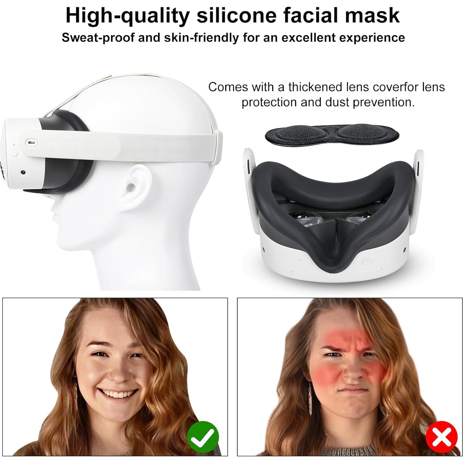 Pad de cara de silicona CBDYWVR para Meta Quest 3S - Negro