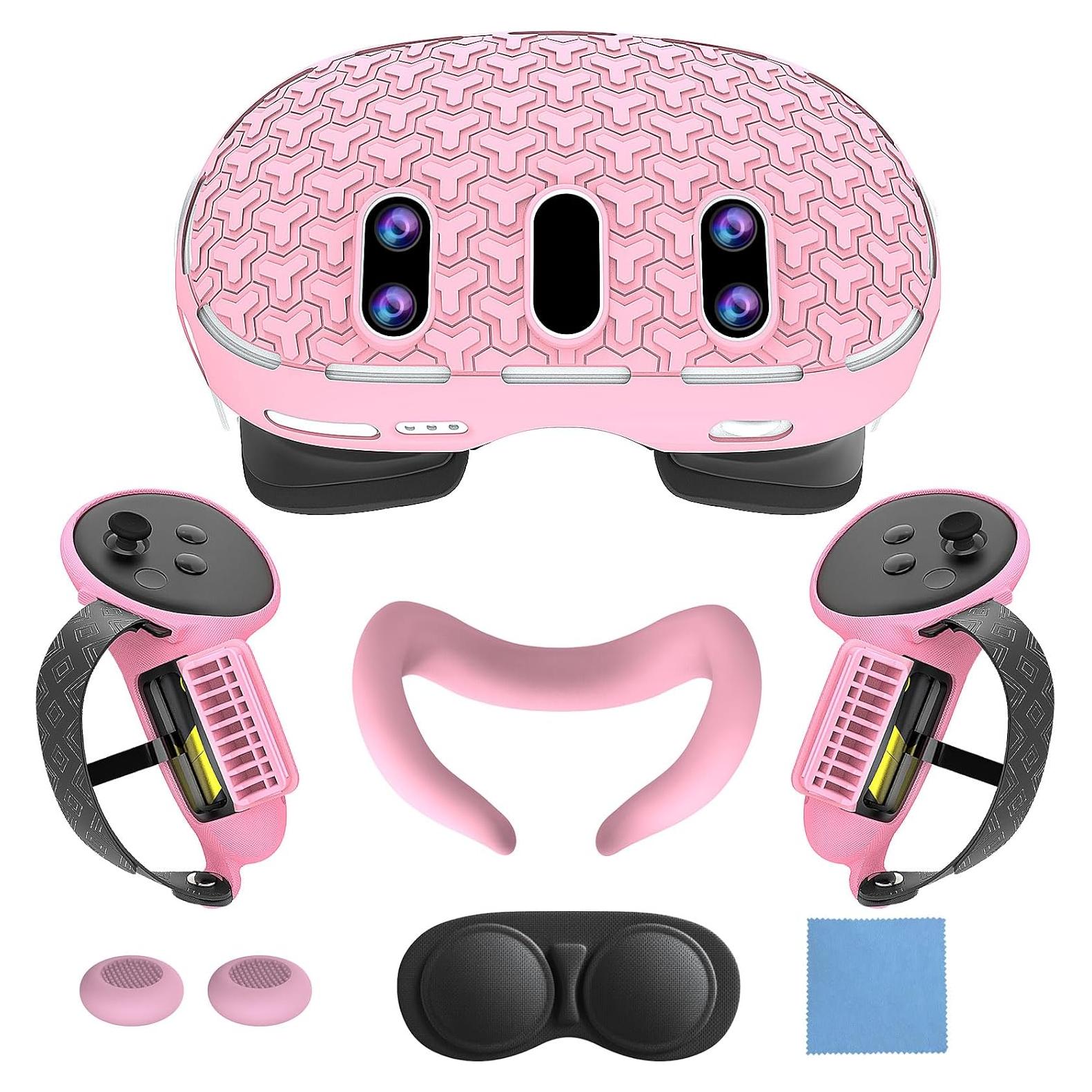 Juego de Cubiertas Protectores para Meta Quest 3 - MTomatoVR Rosa