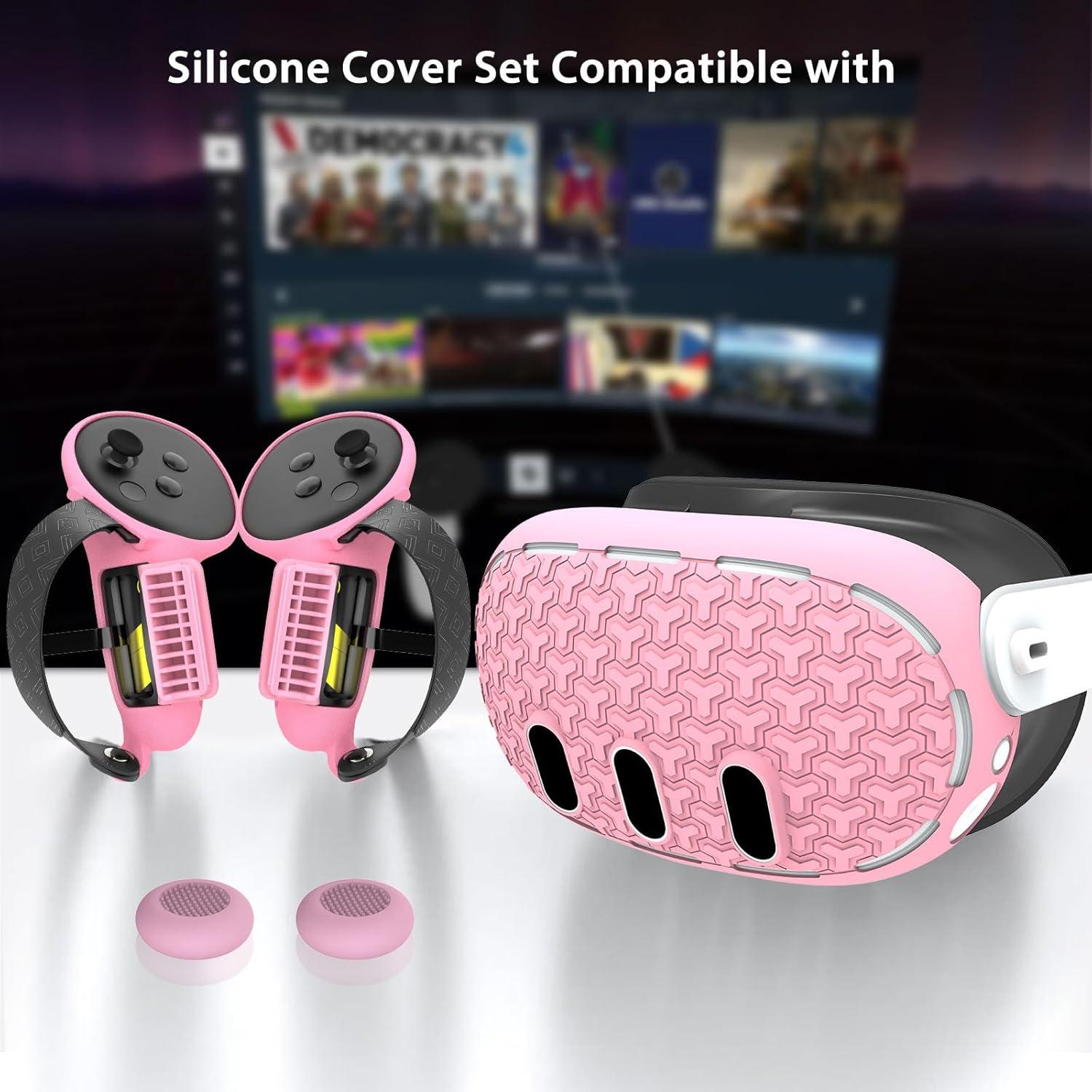 Juego de Cubiertas Protectores para Meta Quest 3 - MTomatoVR Rosa