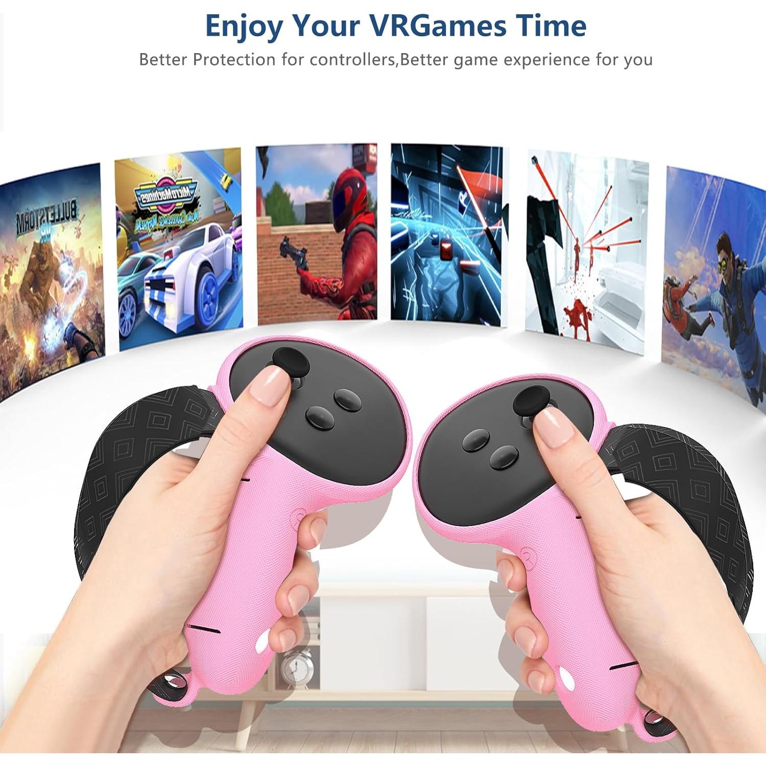 Juego de Cubiertas Protectores para Meta Quest 3 - MTomatoVR Rosa